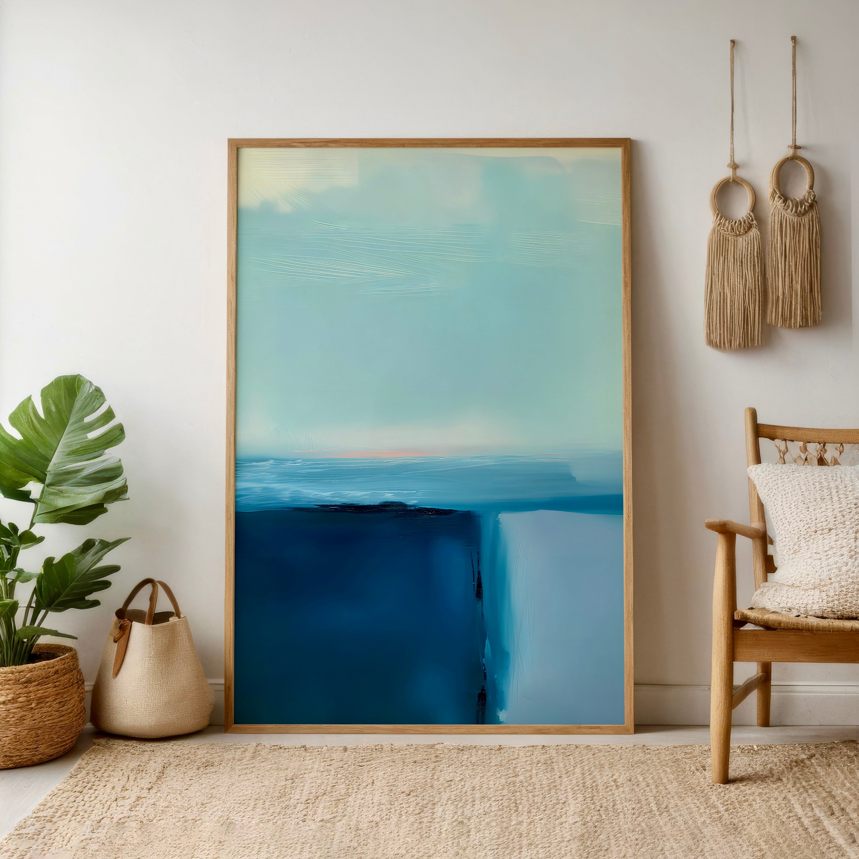 Azure Serenity: Modern Minimalist Blue Abstract Art | Calm & Sophisticated Wall Decor