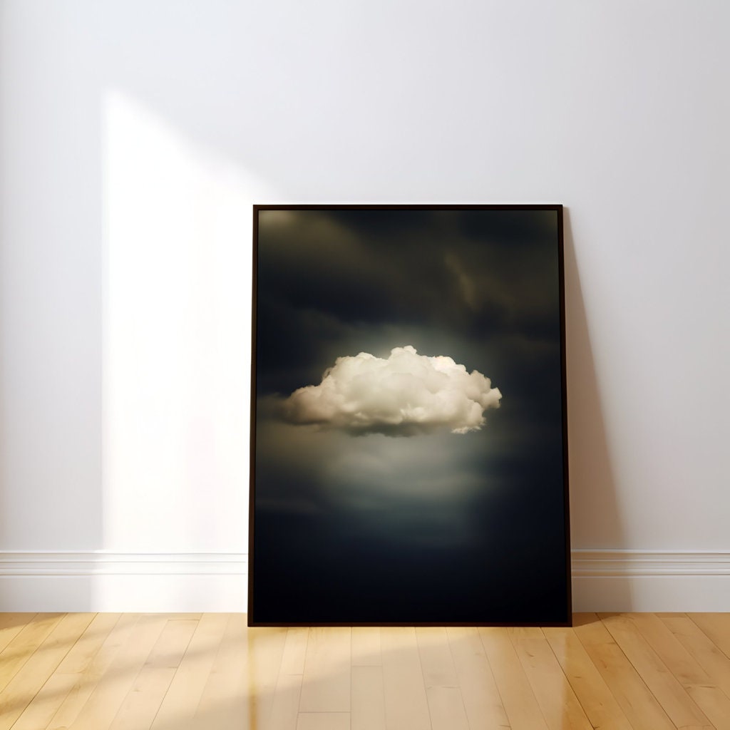 The Contemplative Sky: Vintage Moody Clouds Art | Serene & Minimalist Wall Decor