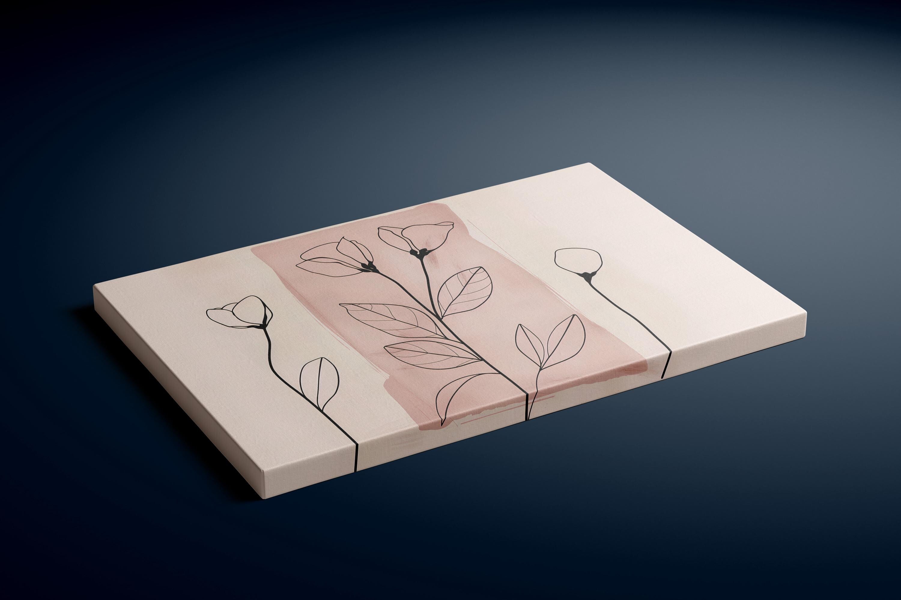Blushing Botanicals: Elegant Pink Line Art Print | Chic & Minimalist Floral Wall Decor