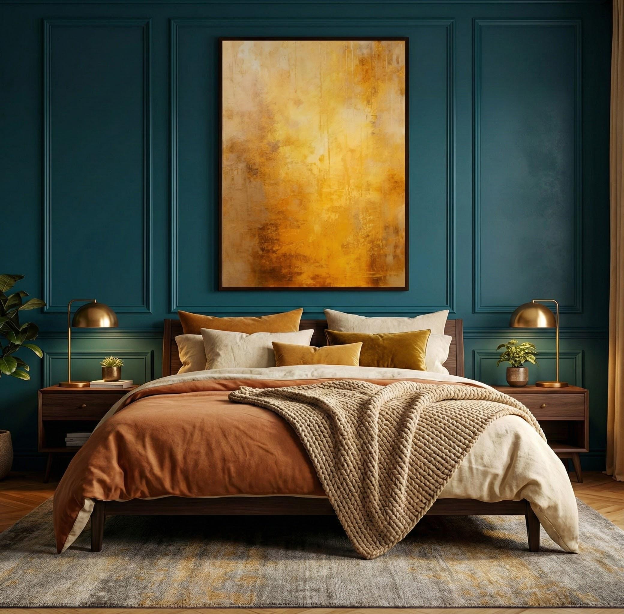 Abstract Sunlight Wall Art: Gold and Yellow - Modern Farmhouse Style
