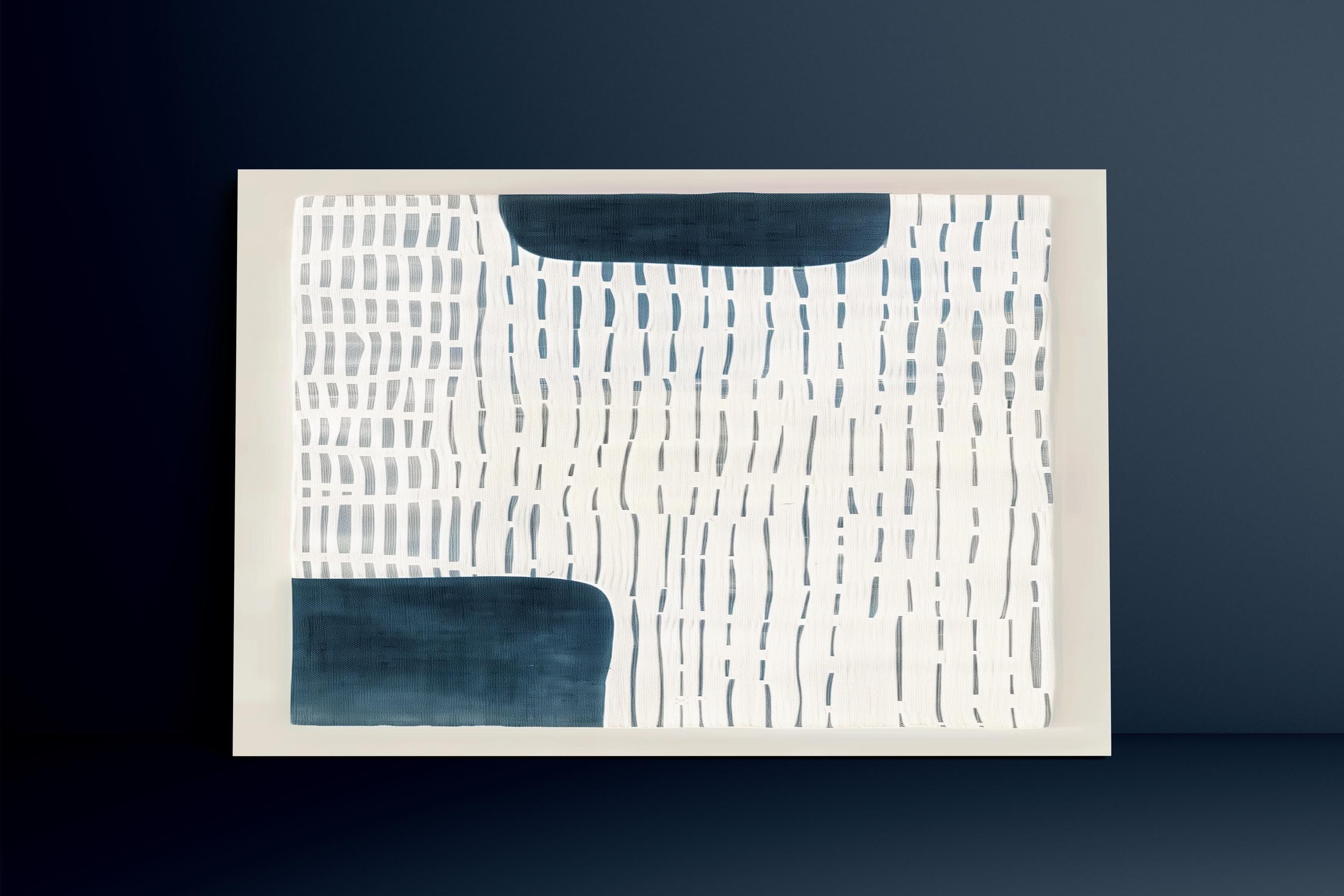 White Persian Blue Wall Art: Modern Abstract, Neutral Decor