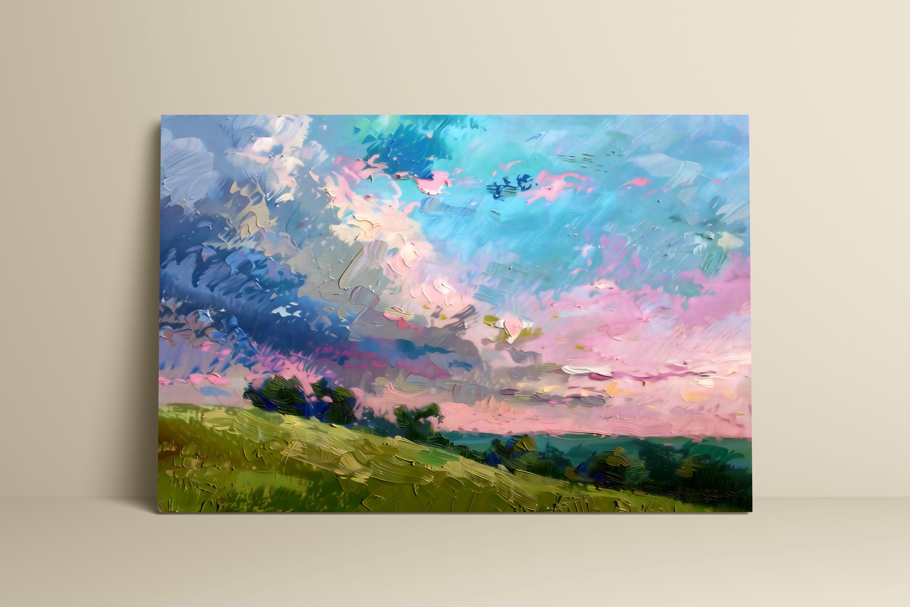 Dreamscape Horizon: Vibrant Abstract Landscape Canvas Art | Colorful & Expressive Wall Decor