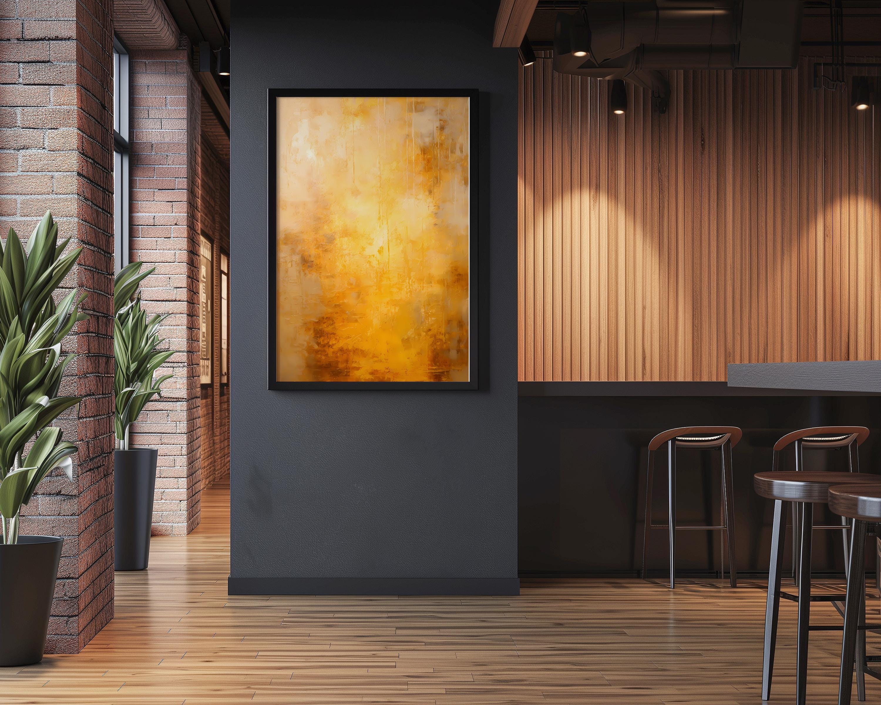 Abstract Wall Art: Gold and Yellow Sunlight - Modern Farmhouse Style