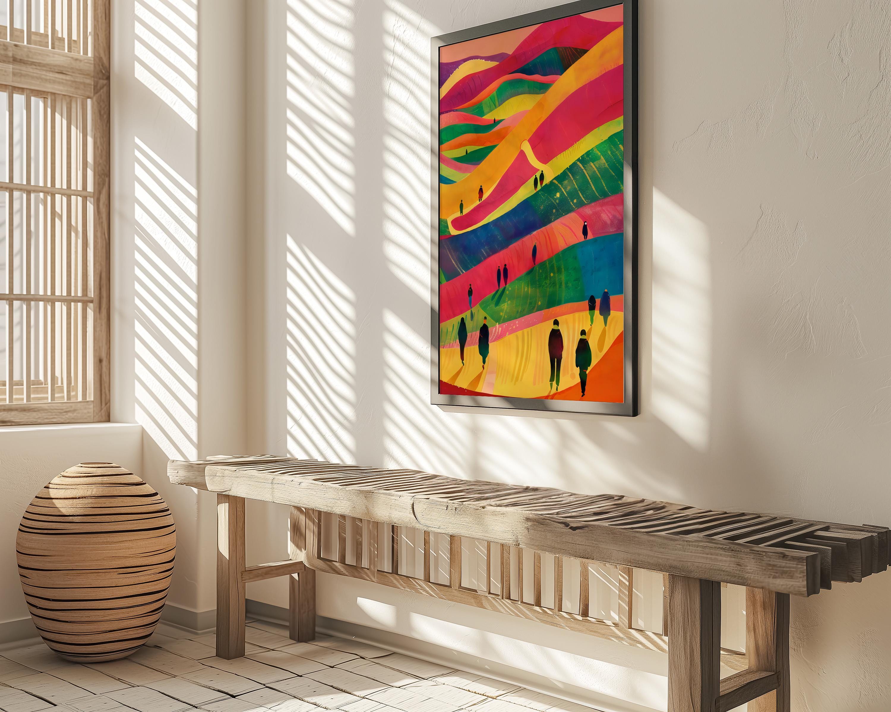 Dreamscape Journey: Surreal & Vibrant Abstract Landscape | Whimsical & Colorful Wall Art