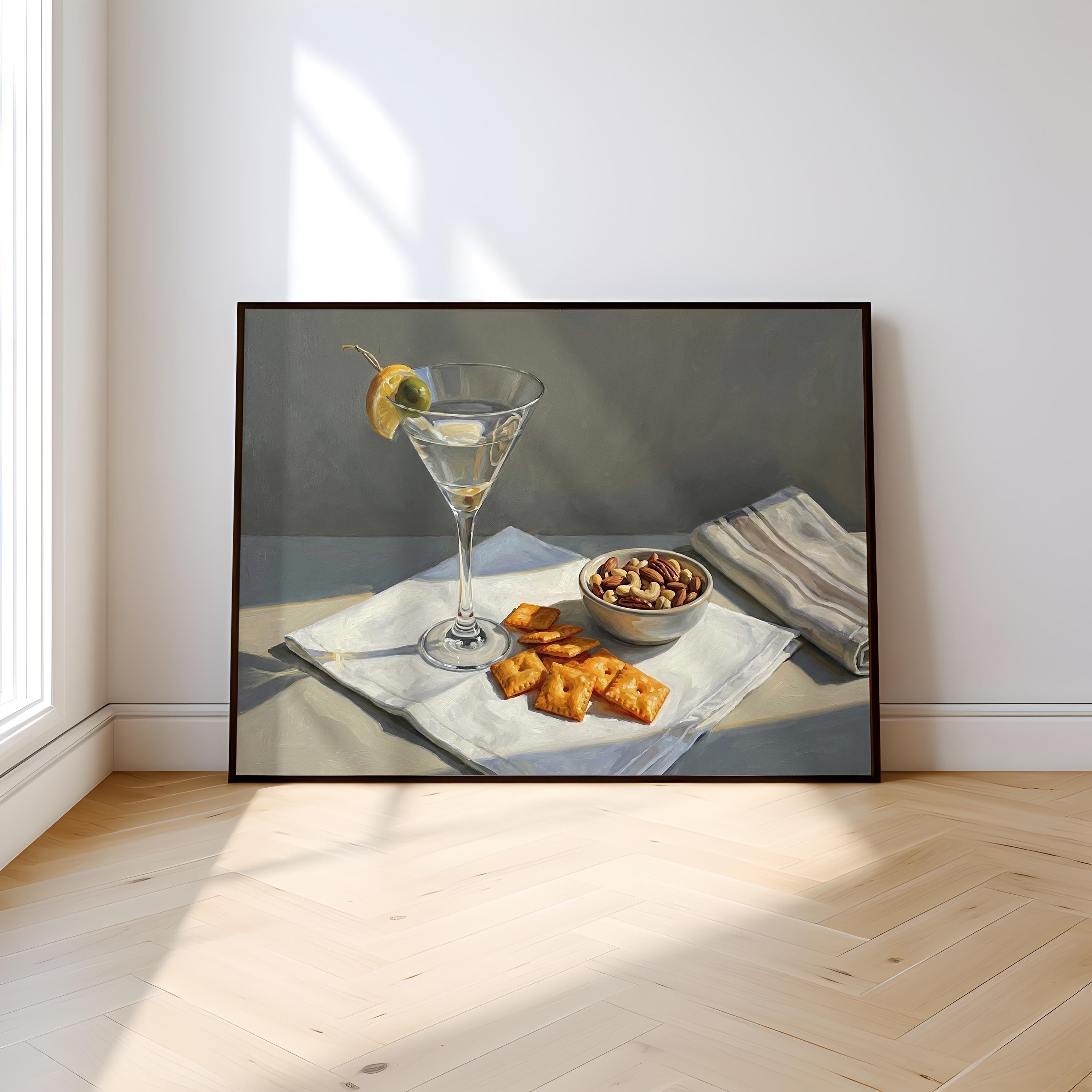 Cocktail Wall Art: Martini with Lemon Twist - Mid Century Modern Style