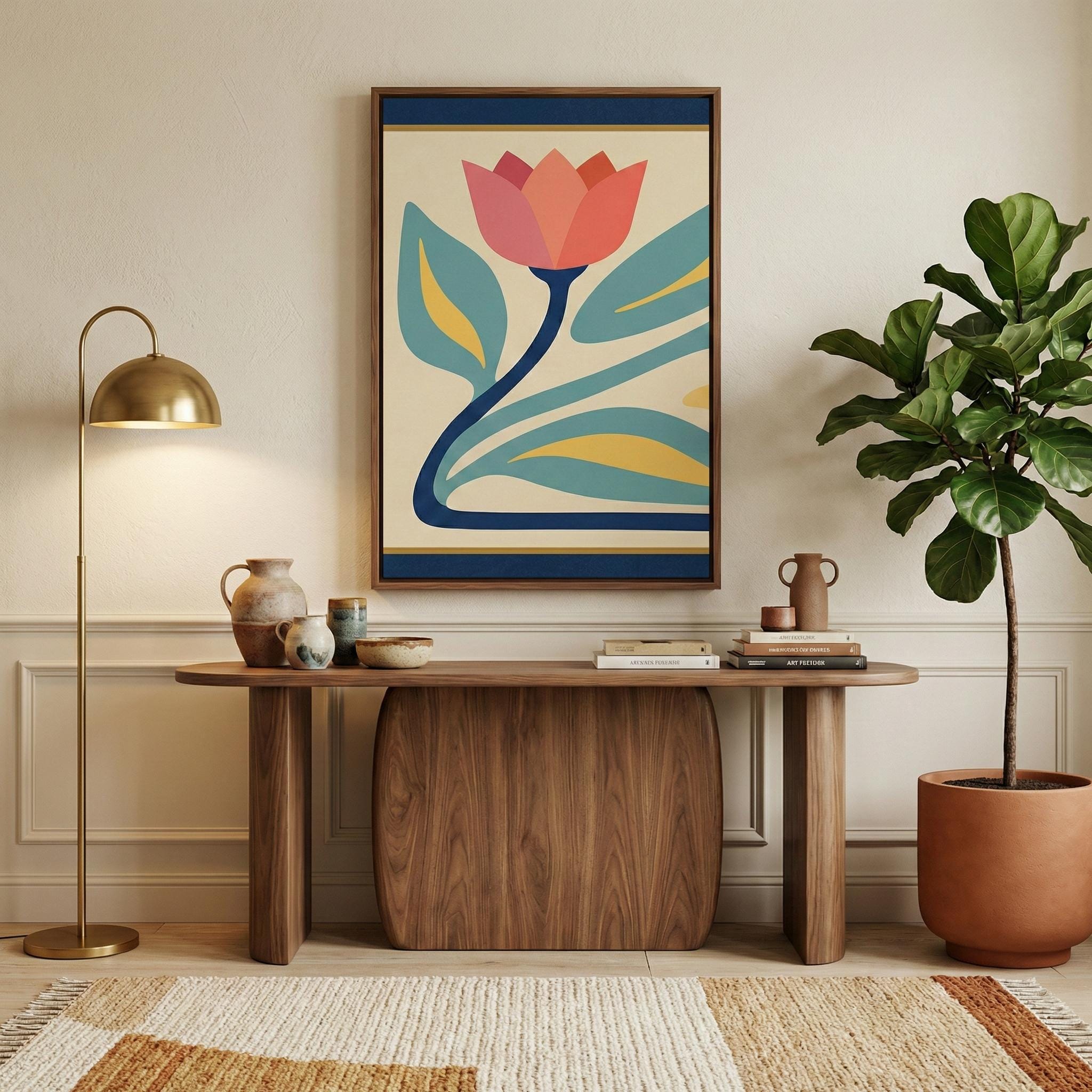 Tulip Wall Art: Danish Pastel Floral - Mid Century Modern Style