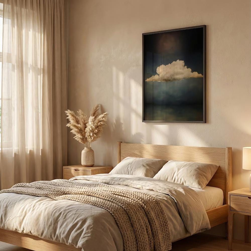 Vintage Moody Cloud Wall Art, Minimalist Sky (Matte or Canvas)