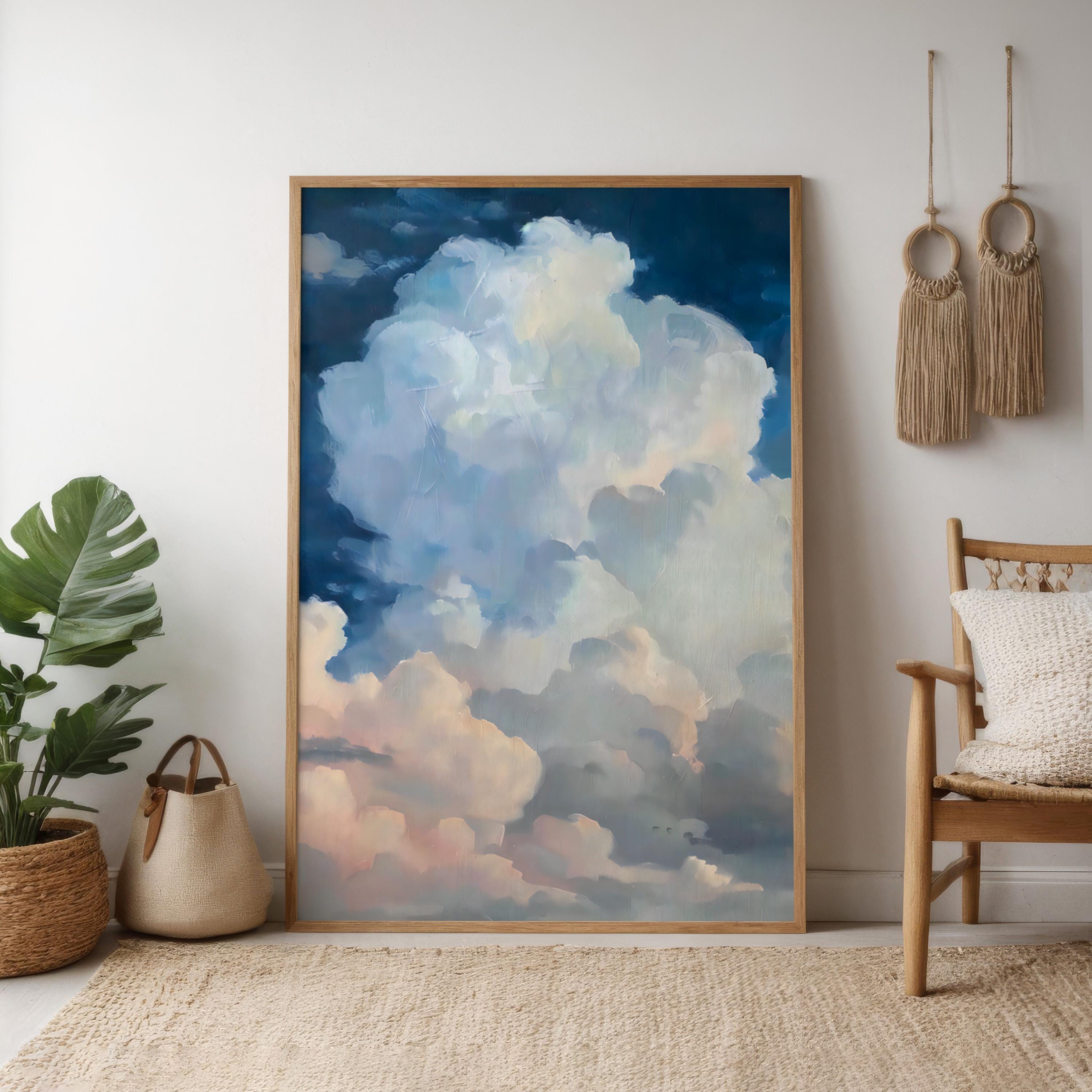 The Empyrean: Dramatic Ethereal Cloudscape in Blue & Peach | Majestic & Serene Sky Art