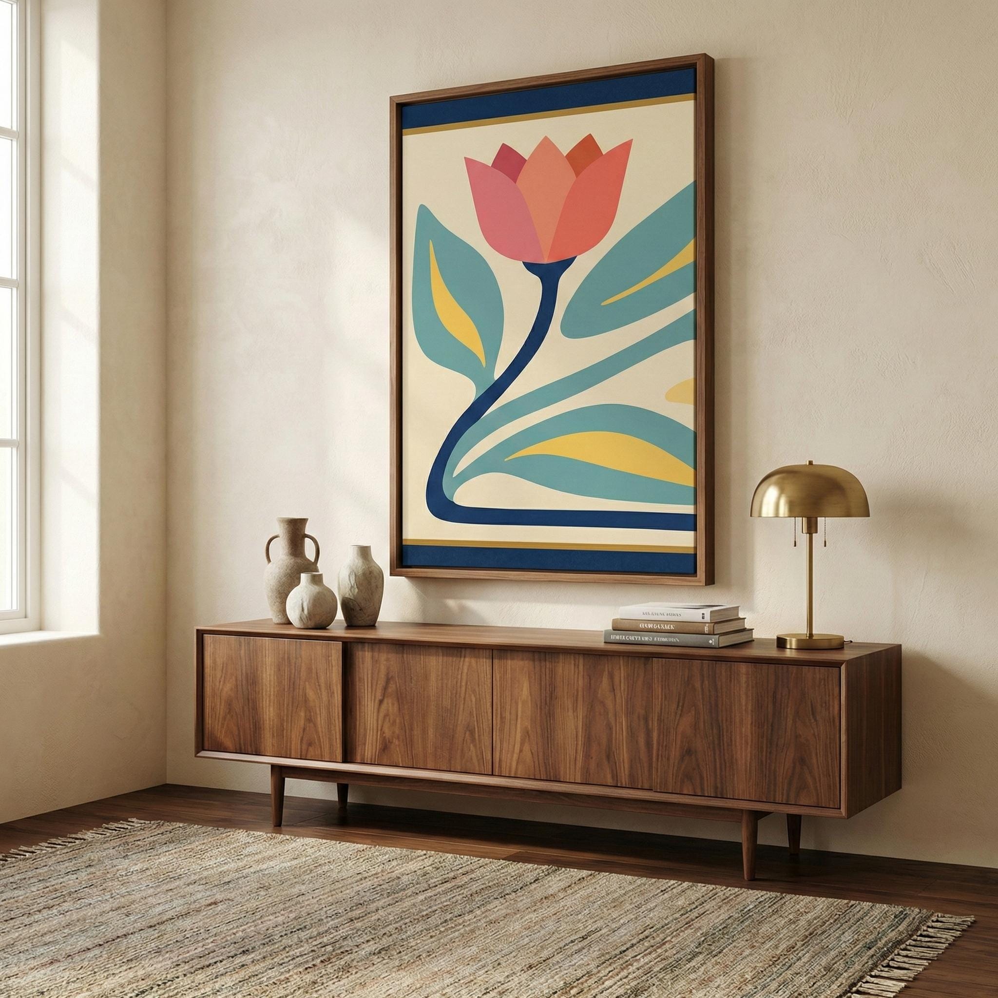 Tulip Wall Art: Danish Pastel Floral - Mid Century Modern Style