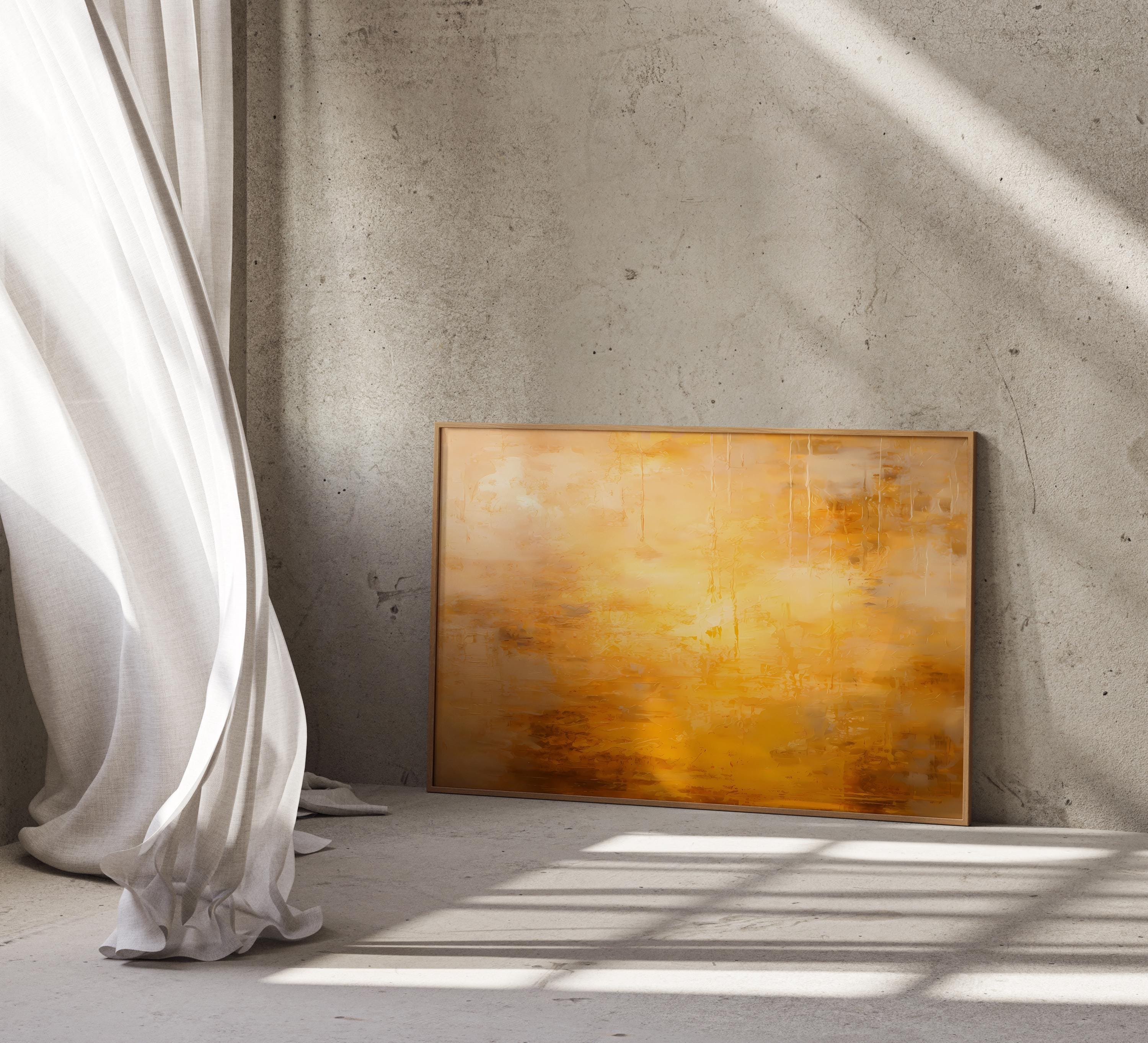 Abstract Sunlight Wall Art: Gold and Yellow - Modern Farmhouse Style
