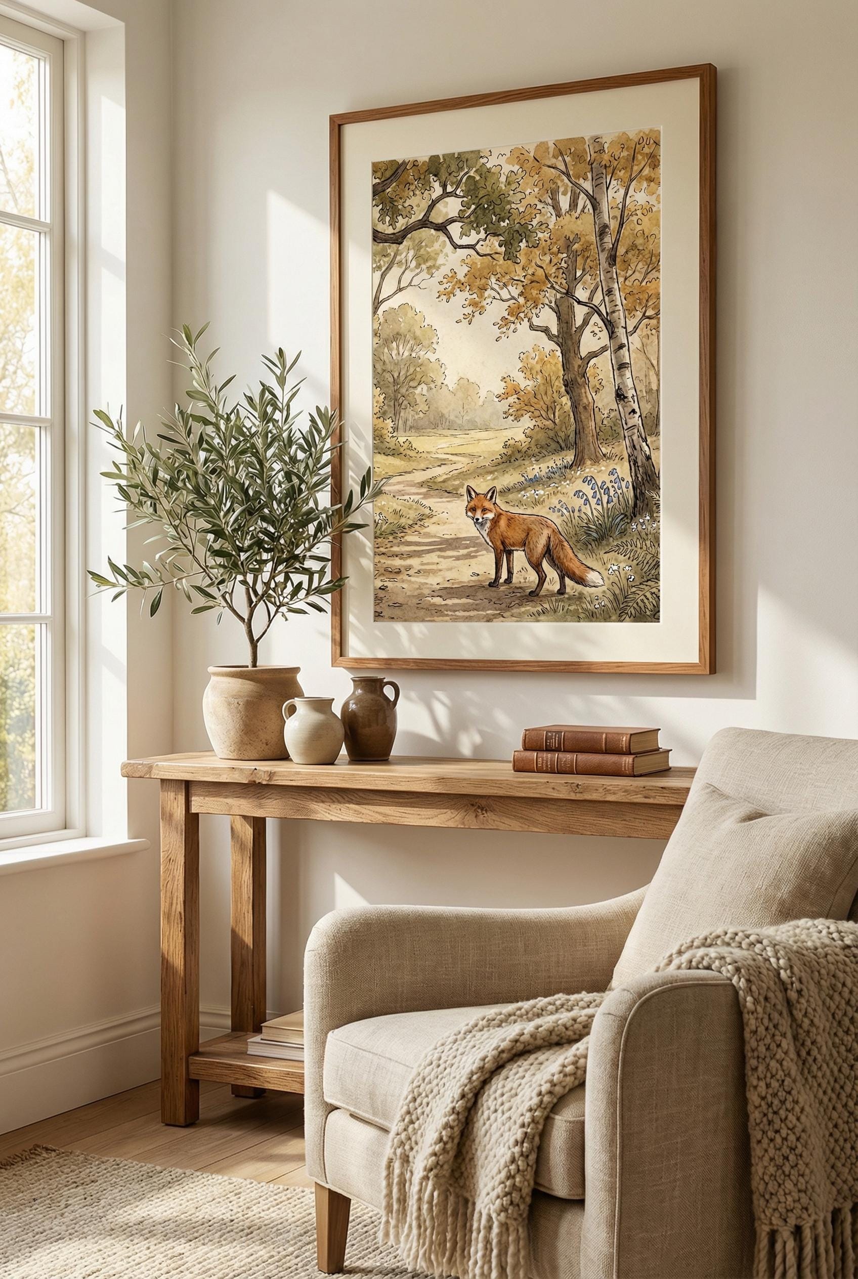 Art Print: Fox and Wine Glass - Matte, Canvas, Framed