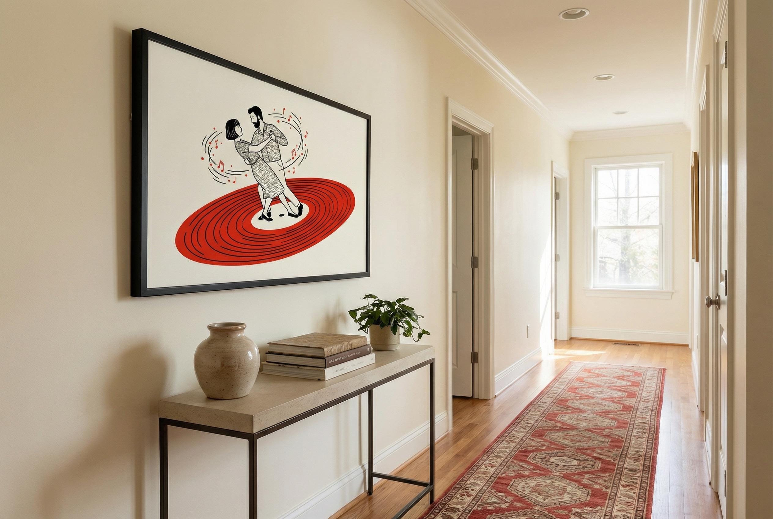 Music Disc Wall Art: Dancing Couple Silhouette - Modern Home Decor