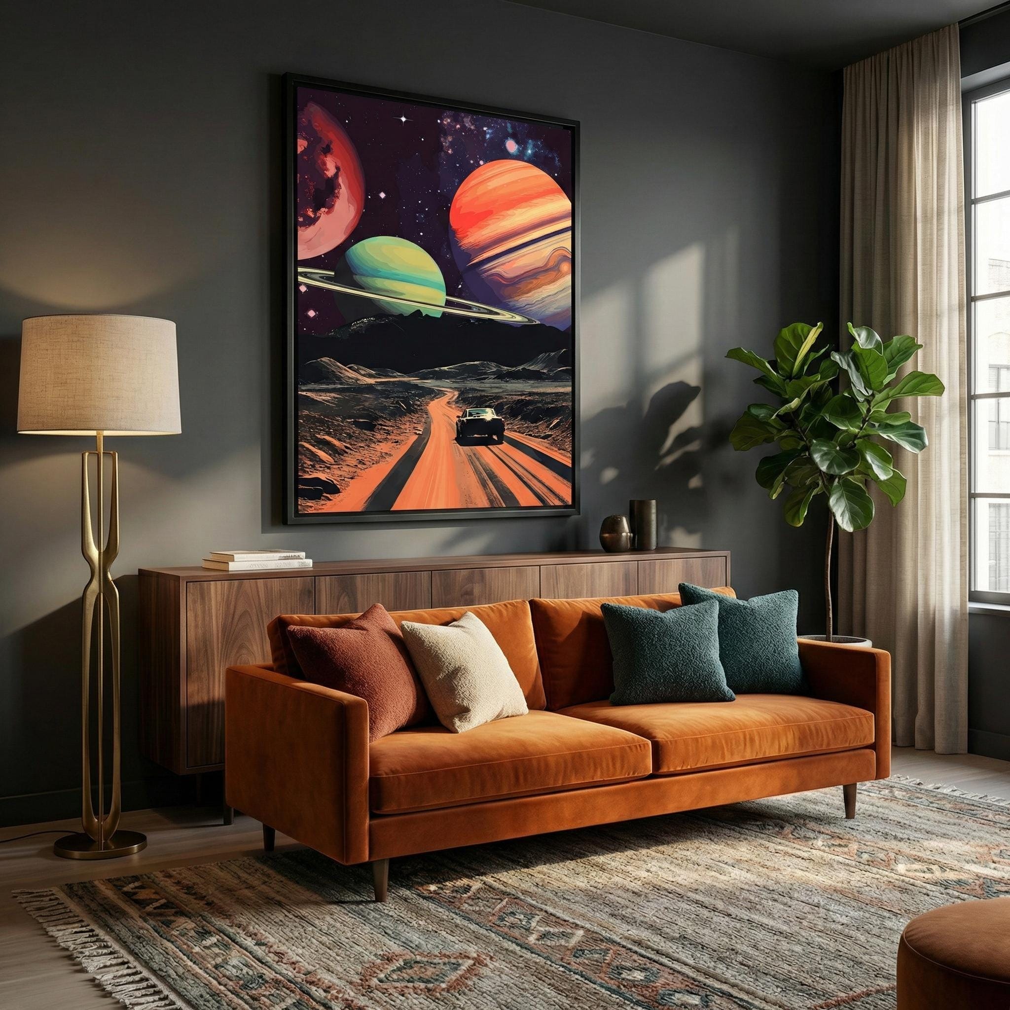 Space Drive Wall Art: Vintage Sci-Fi Collage (Self-Adhesive, Removable)