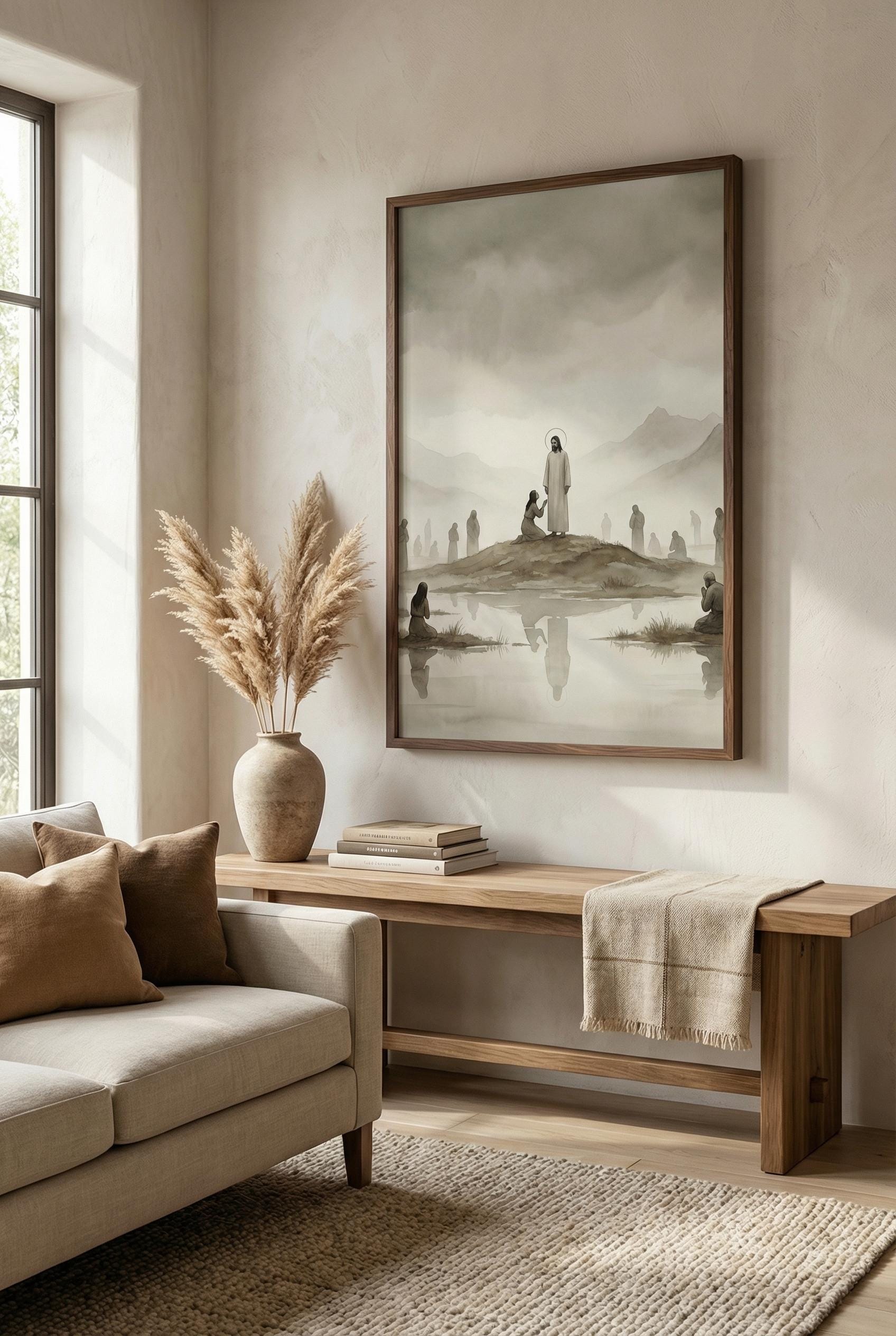 Christian Jesus Wall Art - Floral Design for Living Spaces