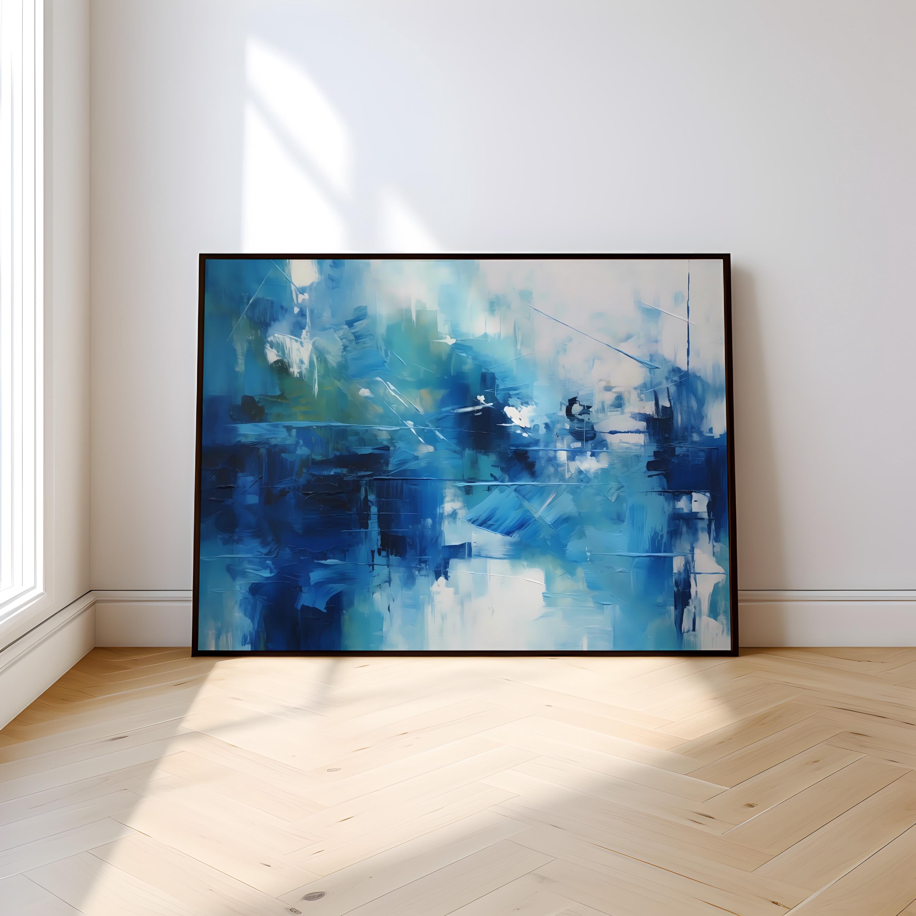 The Blue Deep: Modern Expressionist Abstract Art | Serene & Dynamic Blue Wall Decor