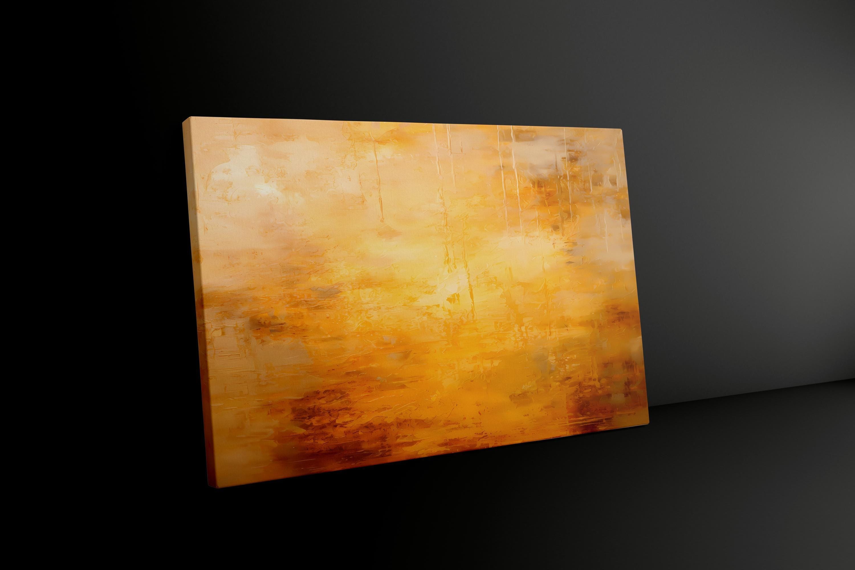 Abstract Sunlight Wall Art: Gold and Yellow - Modern Farmhouse Style