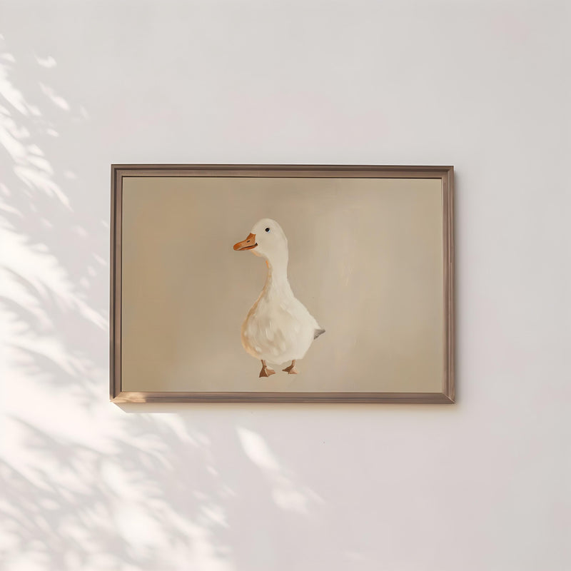 Nursery Wall Art - Minimalist Beige Goose Canvas | Calming Baby Room Decor