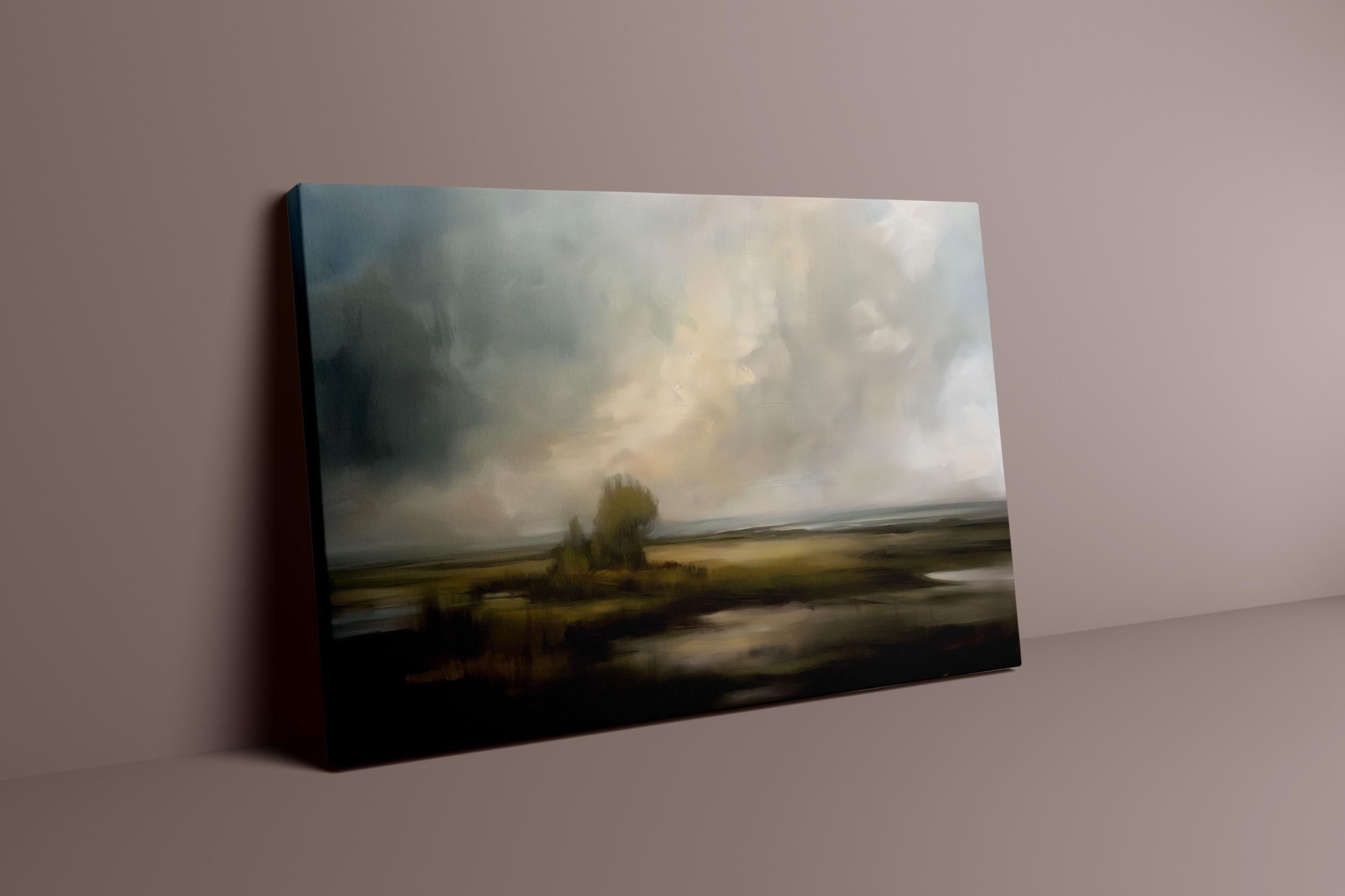 Moody Vintage Landscape Print: Rustic Countryside Art (Canvas or Framed)