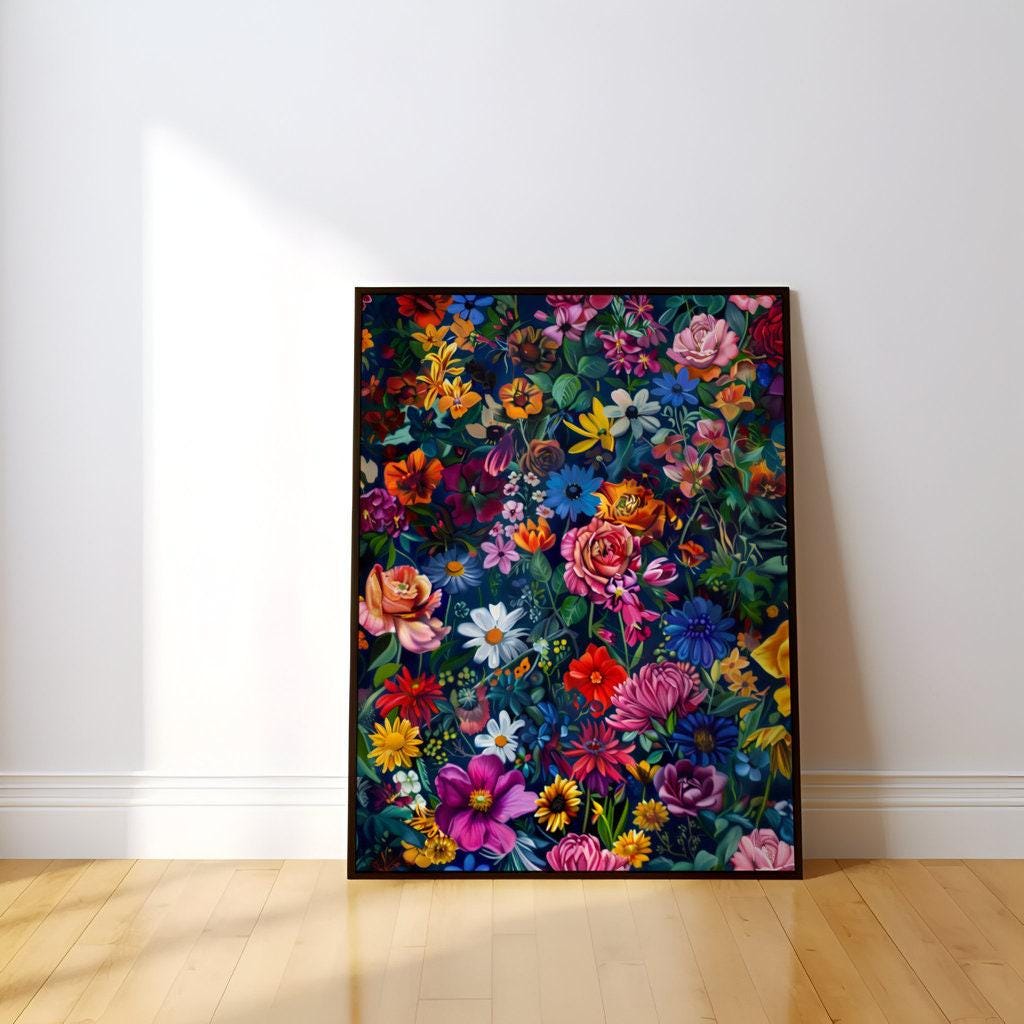 Vibrant Floral Bouquet Canvas Art | Elegant Botanical Still Life Wall Decor