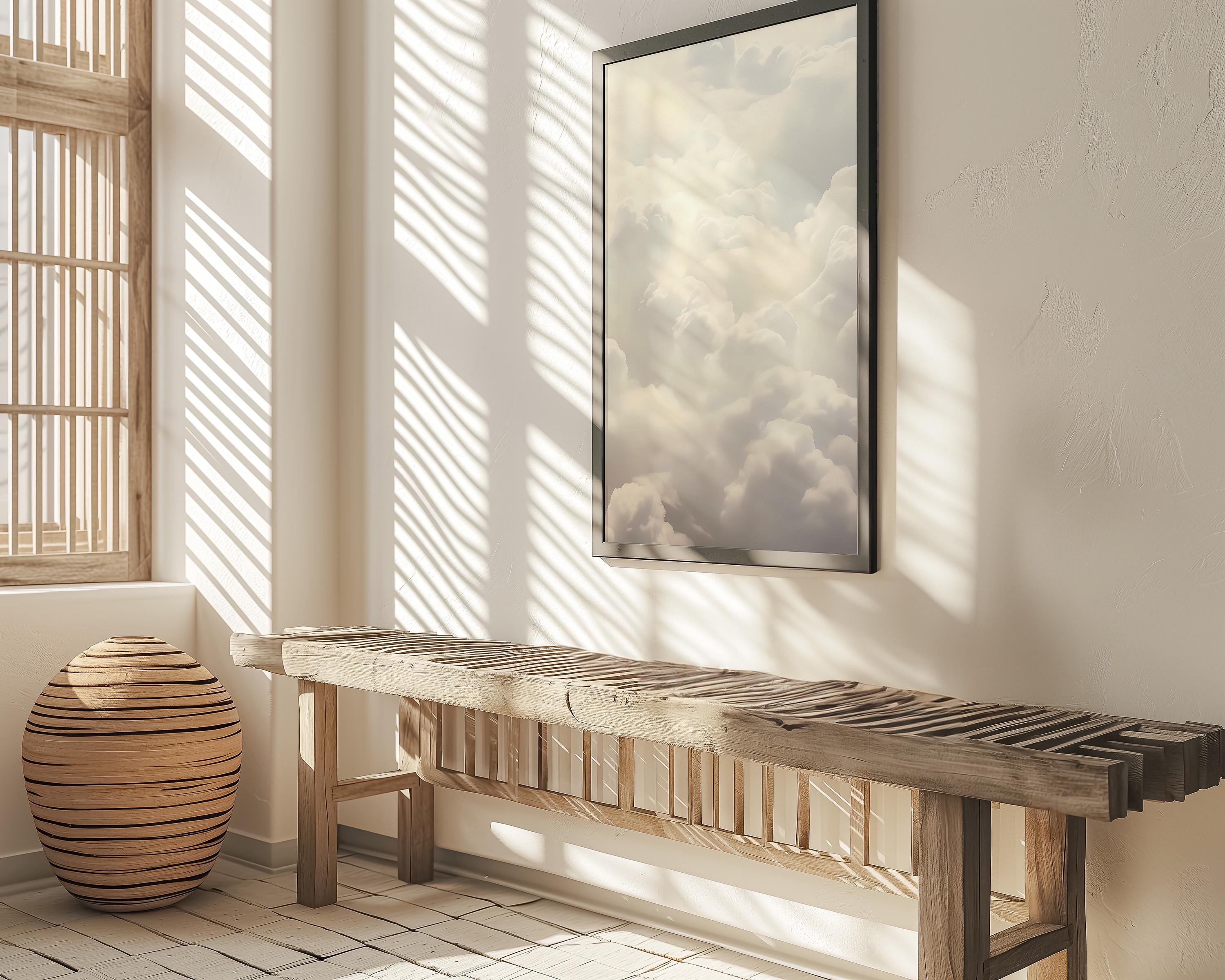 Ethereal Cloudscape: Abstract White Art Print | Serene & Elegant Framed Wall Decor