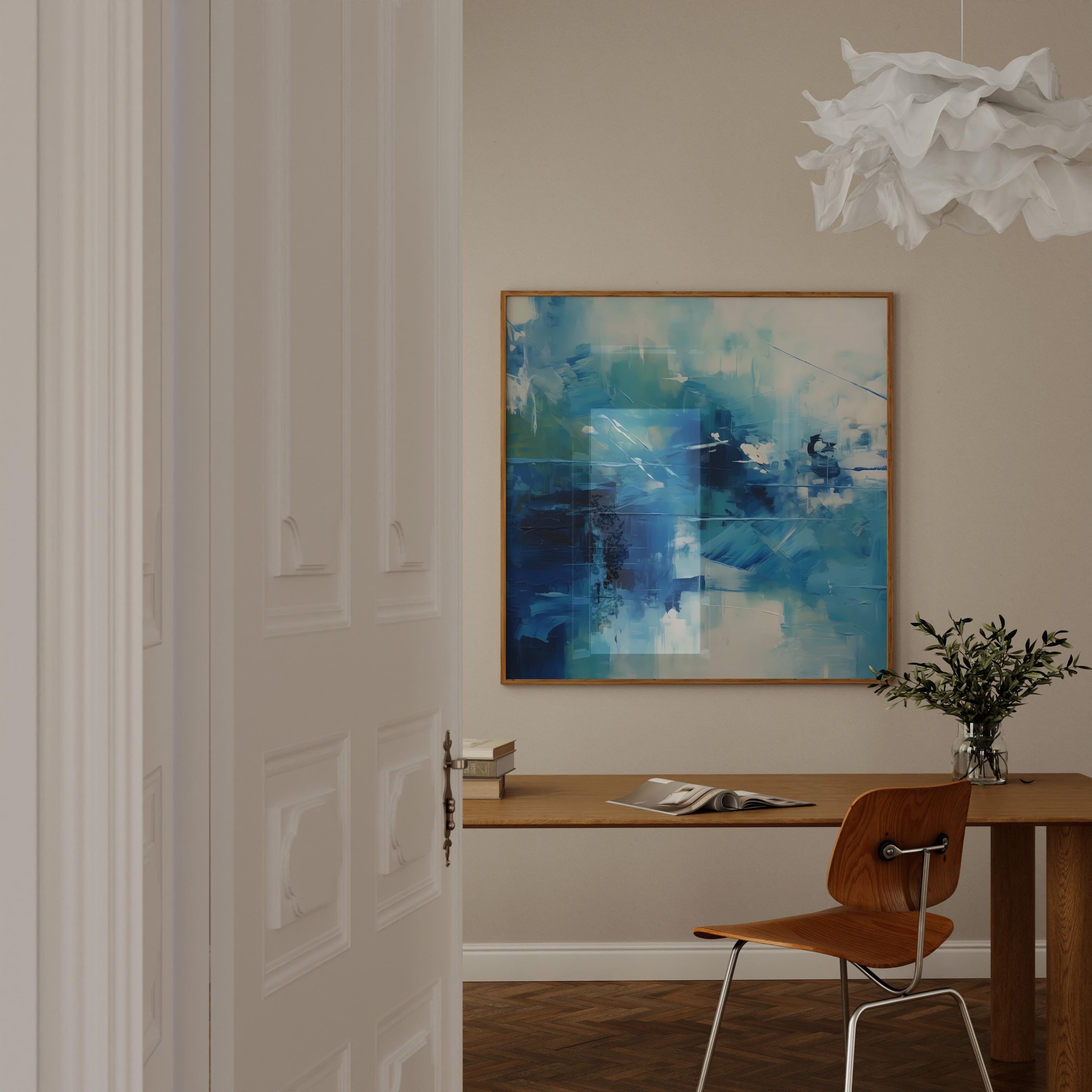 The Blue Deep: Modern Expressionist Abstract Art | Serene & Dynamic Blue Wall Decor
