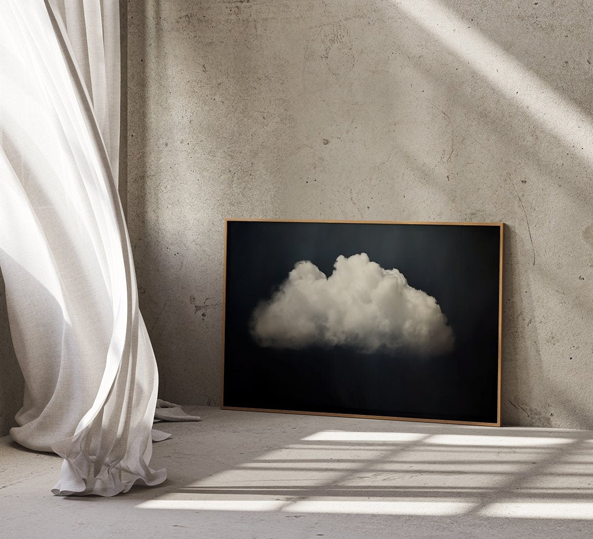 Shadow & Light: Vintage Moody Cloud Art Print | Minimalist Framed Wall Decor