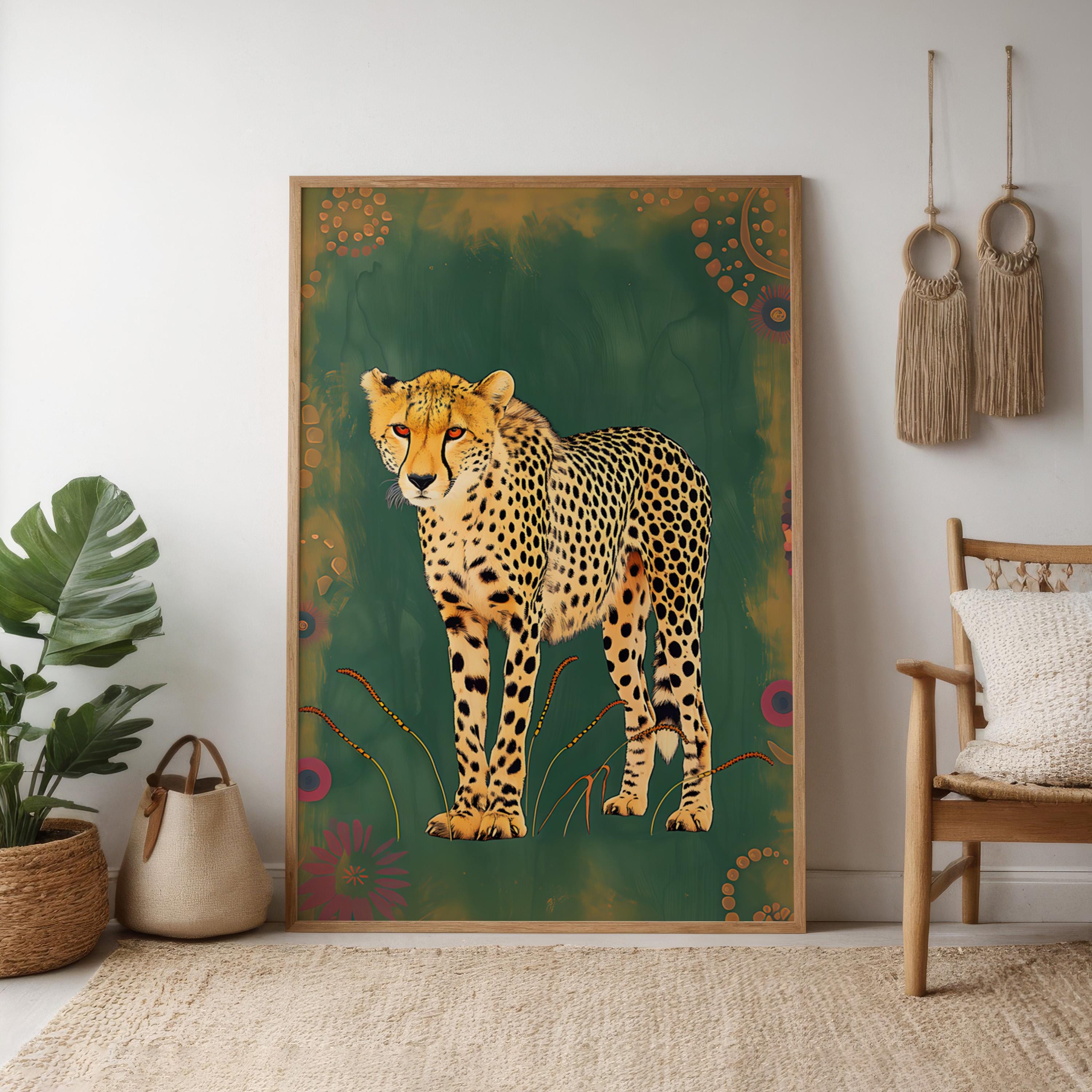 Bohemian Cheetah Canvas Art, Modern Wildlife Patterns (Ready to Hang)