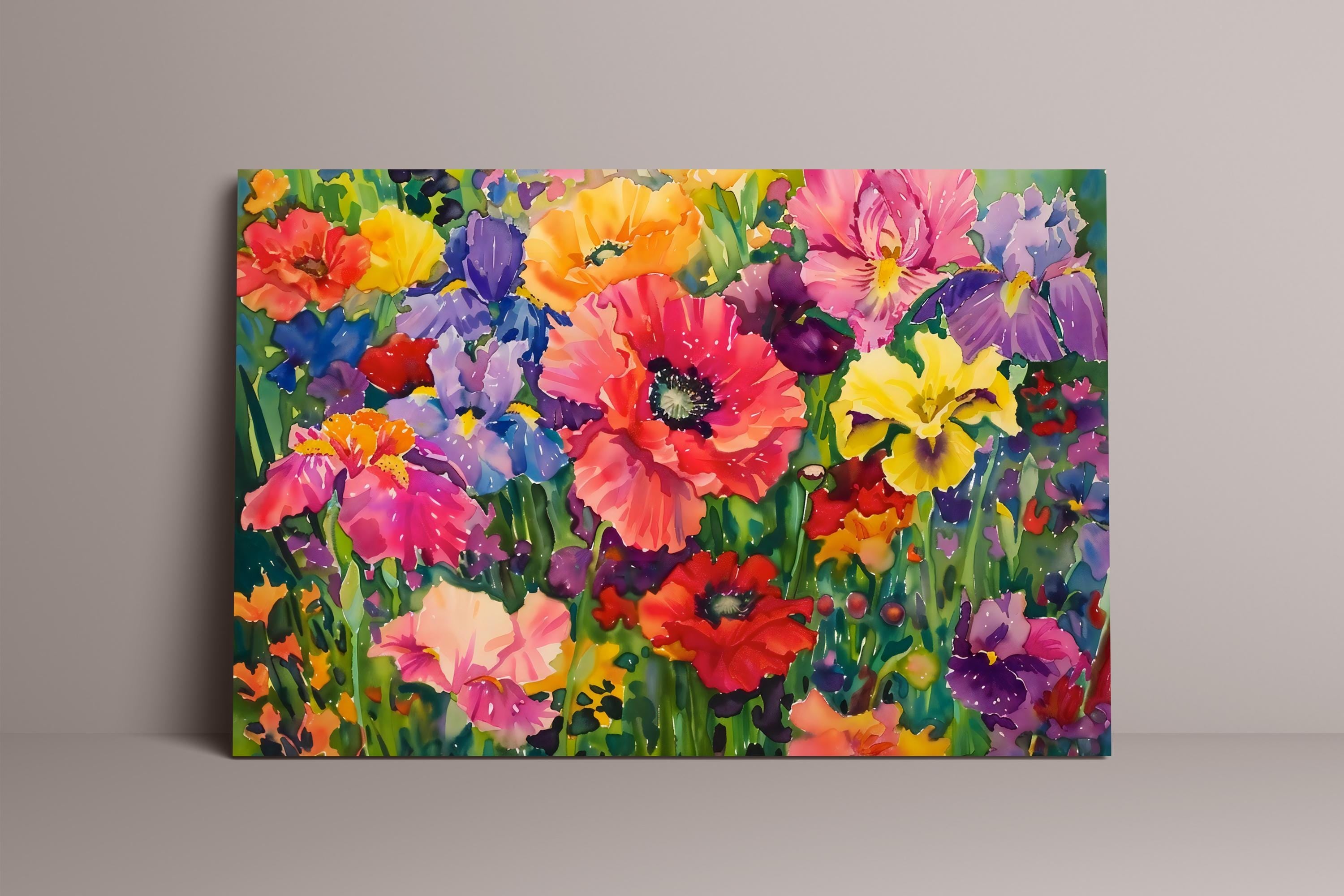 The Joyful Field: Vibrant & Colorful Wildflower Meadow | Impressionist Floral Wall Art