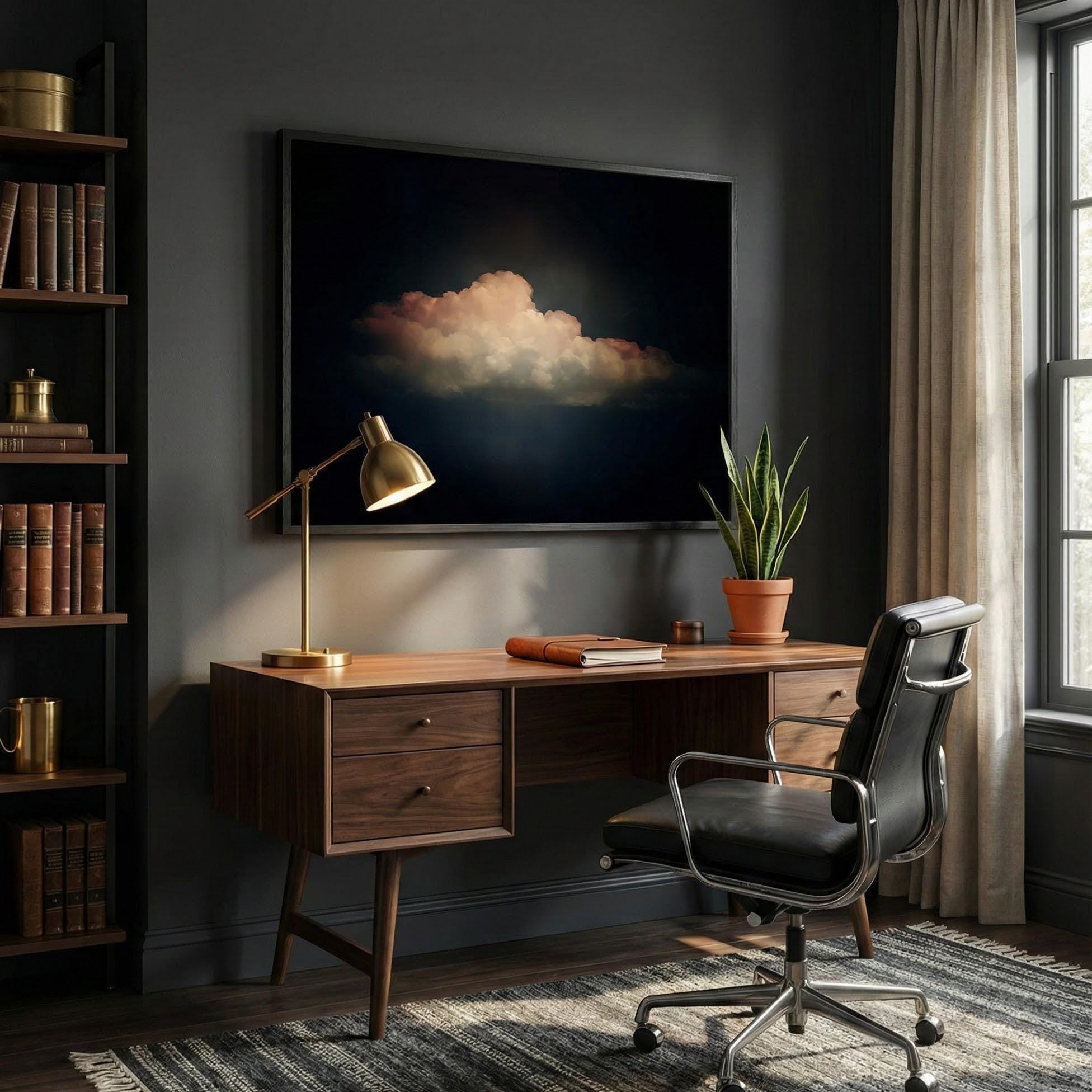 Vintage Moody Clouds Wall Art - Serene Minimalist Decor