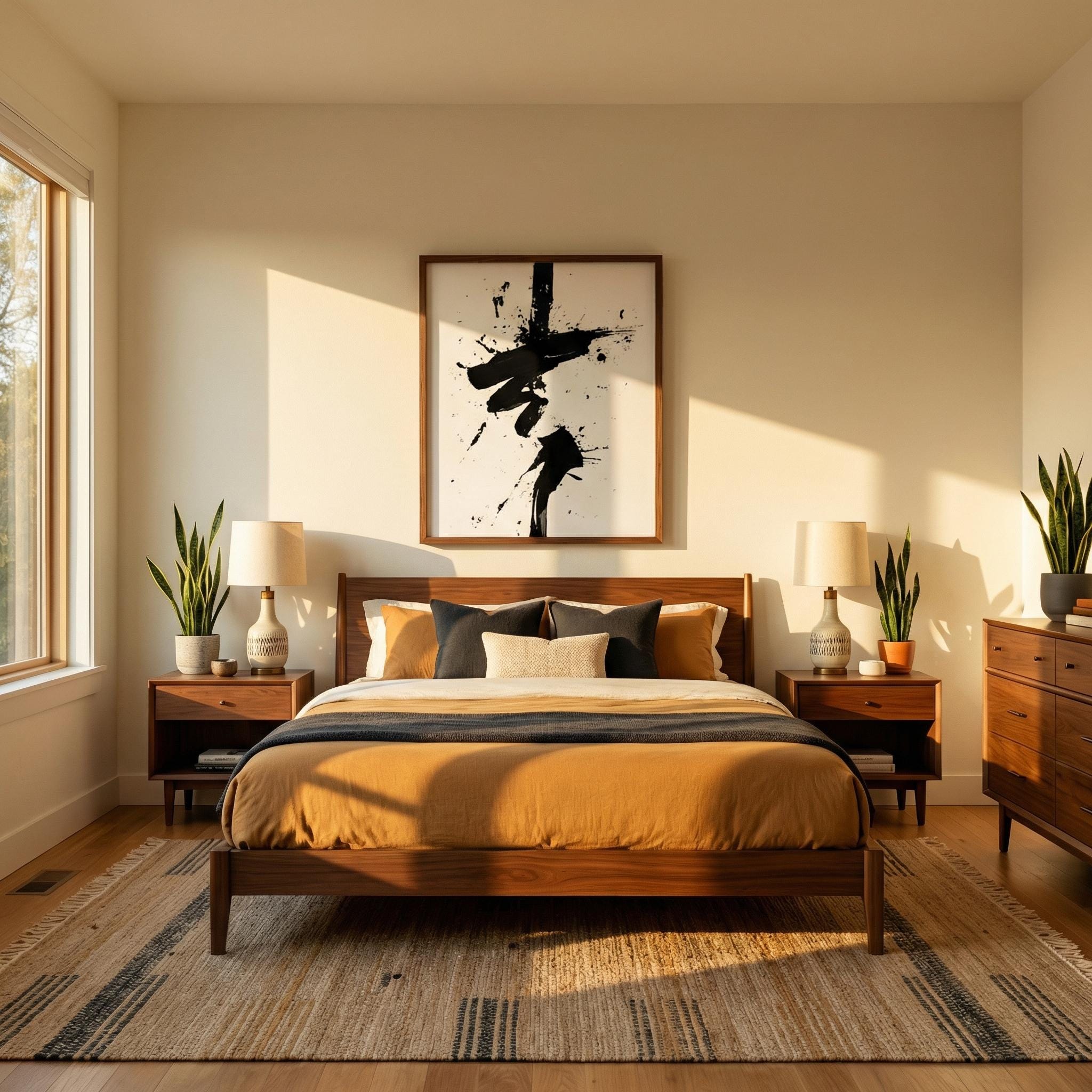 Emerald Peacock Wall Art: Minimalist Japanese-Inspired Green Decor