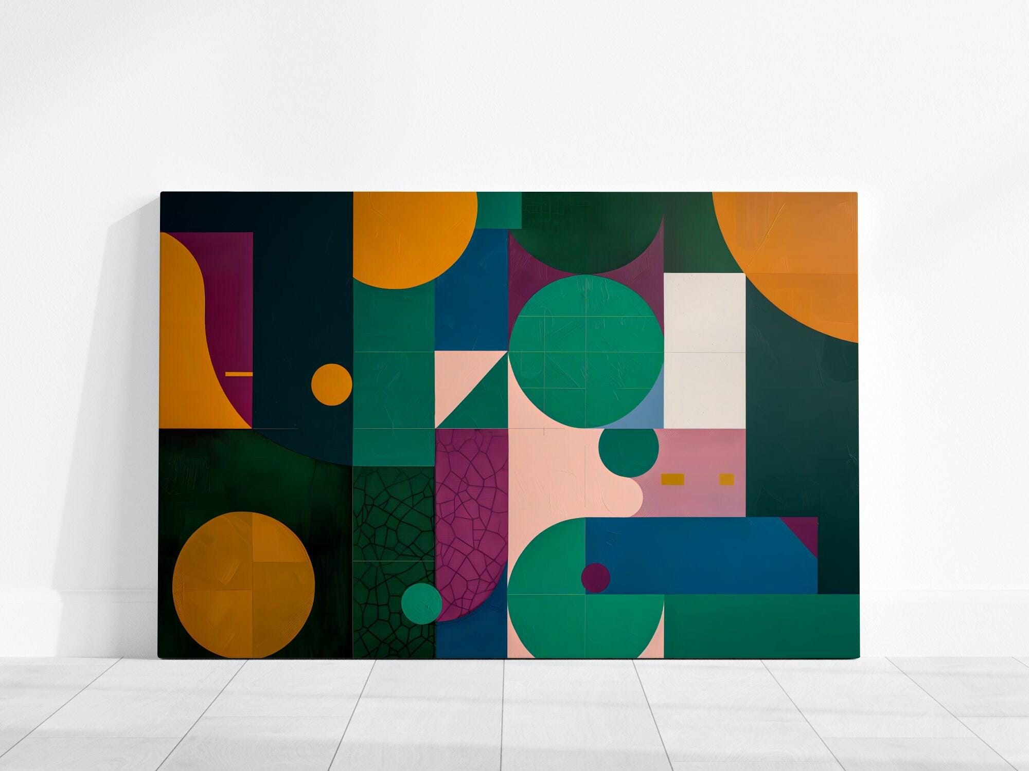 Geometric Harmony: Modern Minimalist Abstract Art | Colorful & Balanced Wall Decor