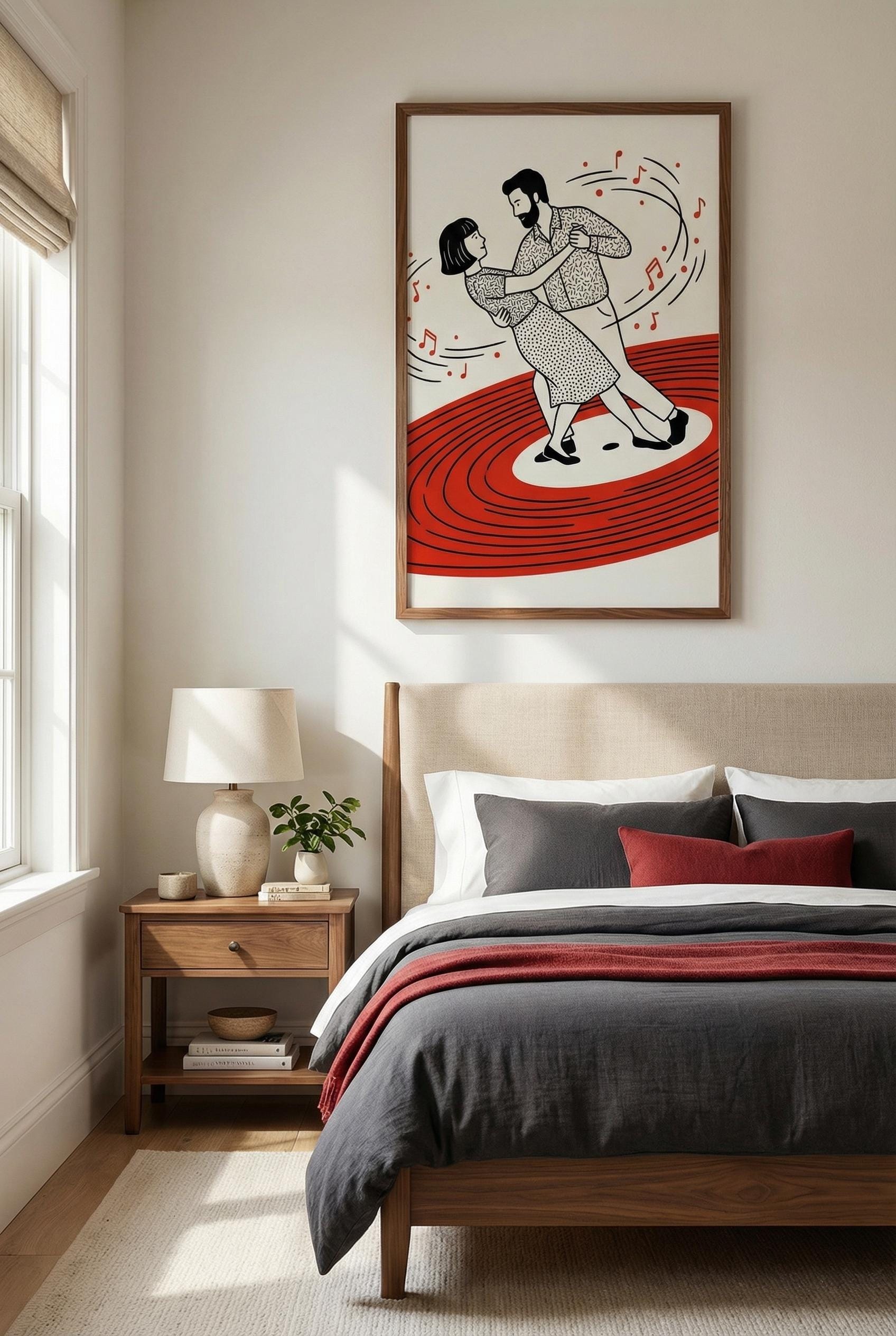 Music Disc Wall Art: Dancing Couple Silhouette - Modern Home Decor