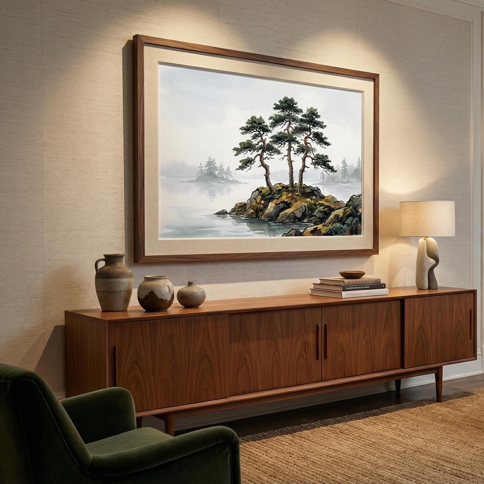 Japanese Landscape Art Print, Mountains, Nature (Matte or Canvas)