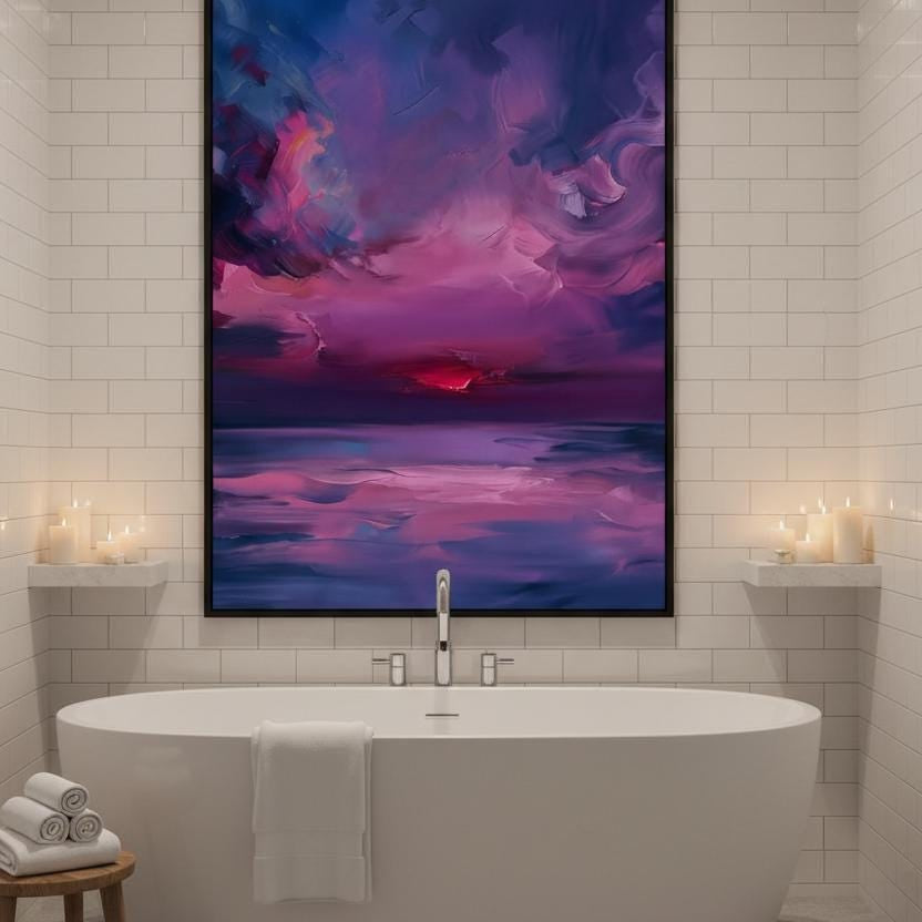Sunset Sky Art Print - Vibrant Landscape Decor With Dramatic Cloud Formations