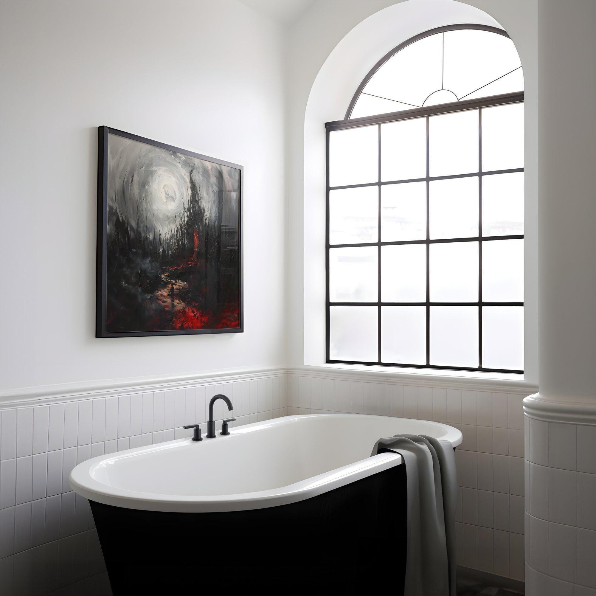 Abstract Charcoal Art: Moody Gothic Wall Decor - Dark & Intense