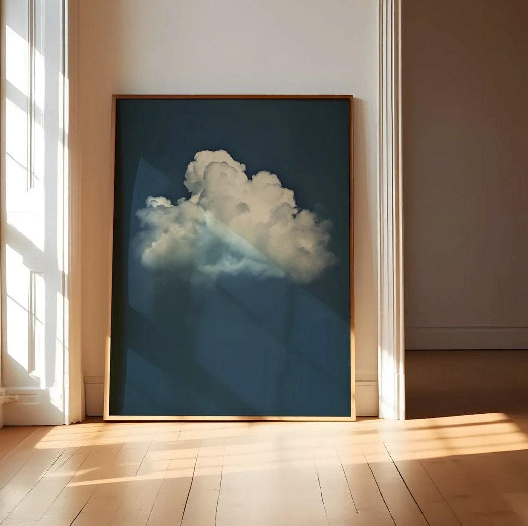 Moody Cloud Wall Art: Serene Blue Sky - Minimalist Home Decor