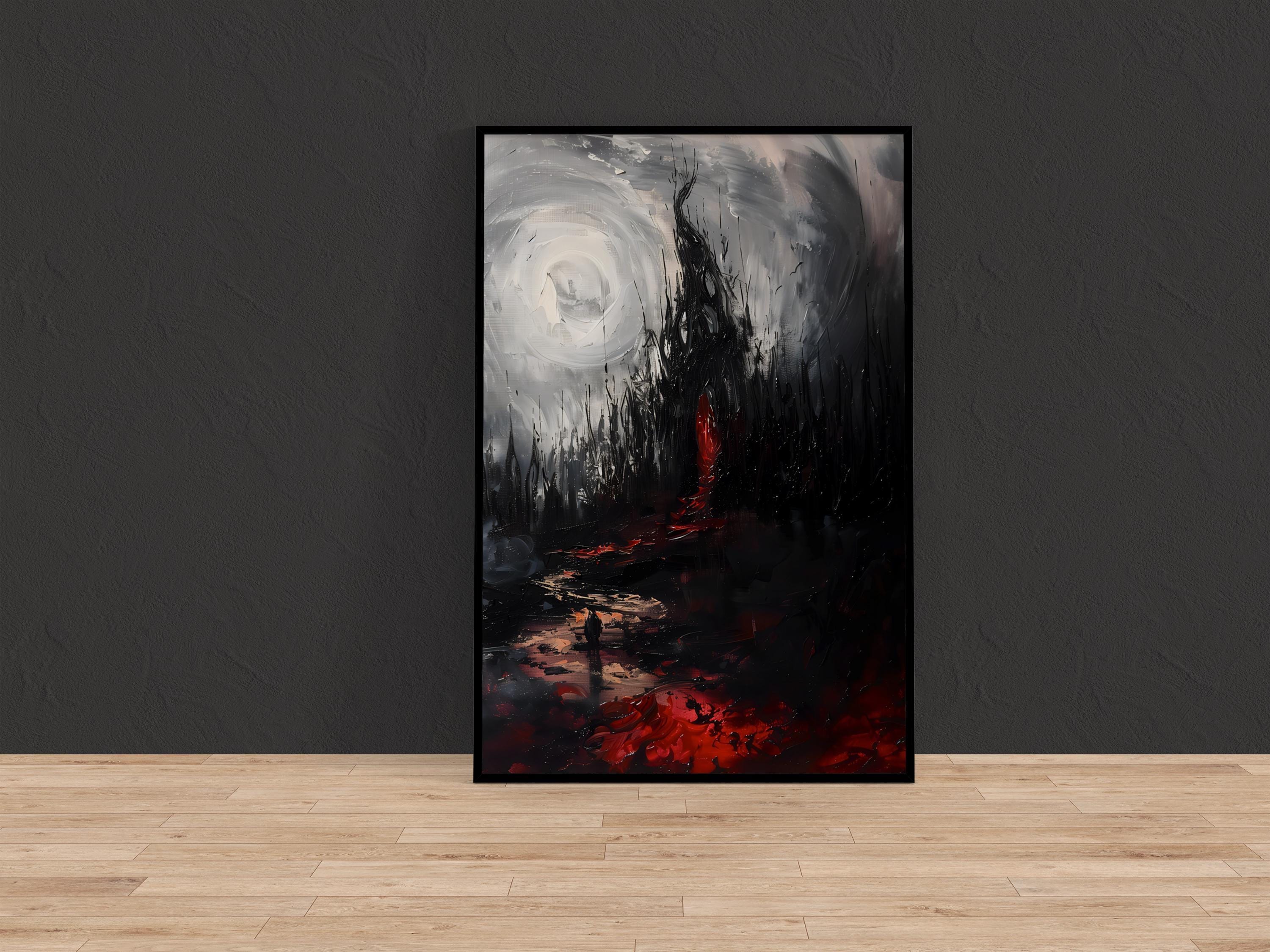Abstract Charcoal Art: Moody Gothic Wall Decor - Dark & Intense