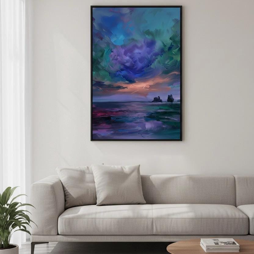 Sunset Sky Art Print - Vibrant Landscape Decor With Fiery Orange & Dramatic Clouds
