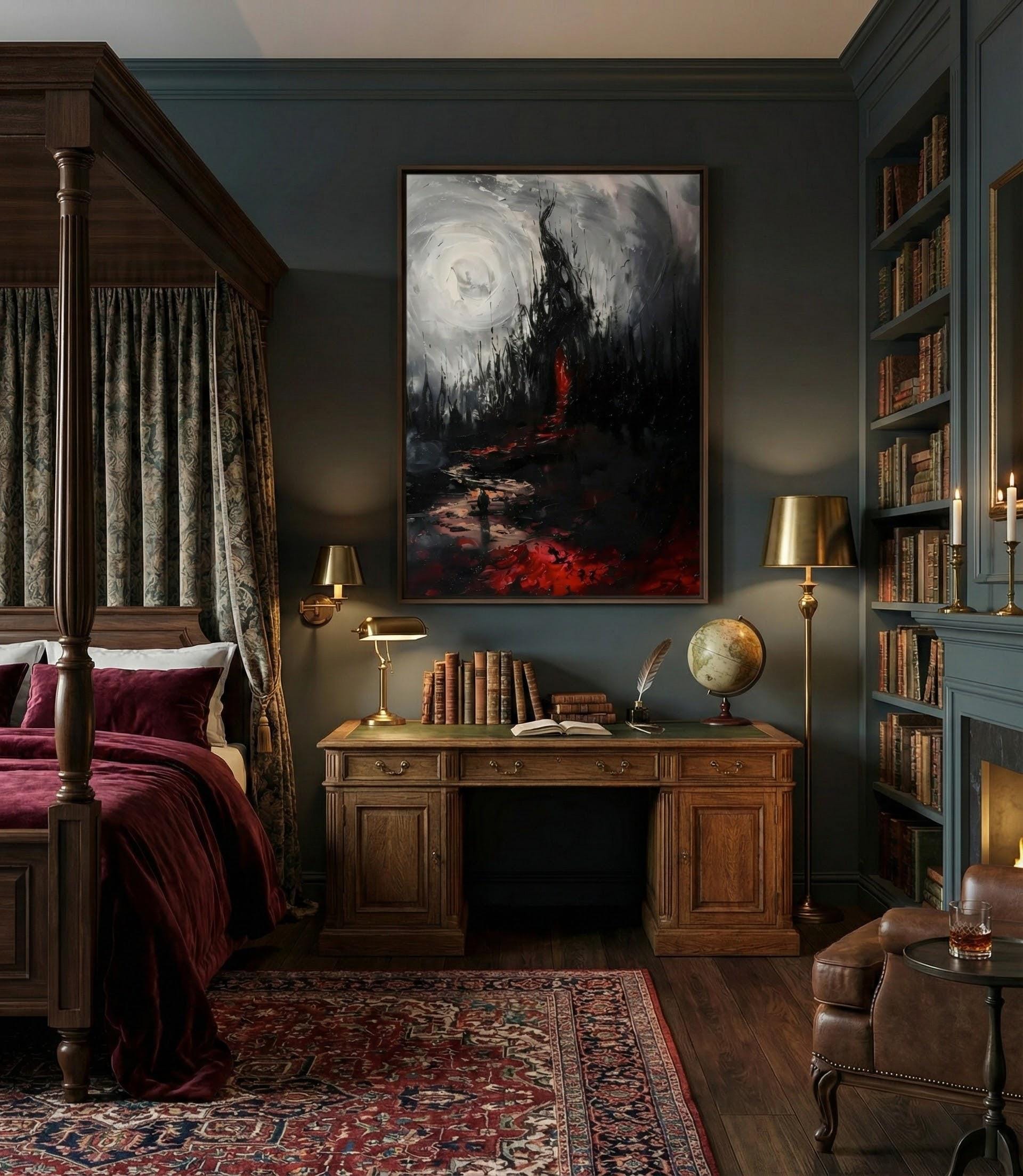 Abstract Charcoal Art: Moody Gothic Wall Decor - Dark & Intense