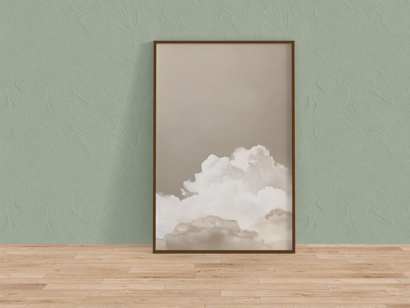 Minimalist Abstract Art Print – Serene Beige Cloudscape | Neutral Wall Decor