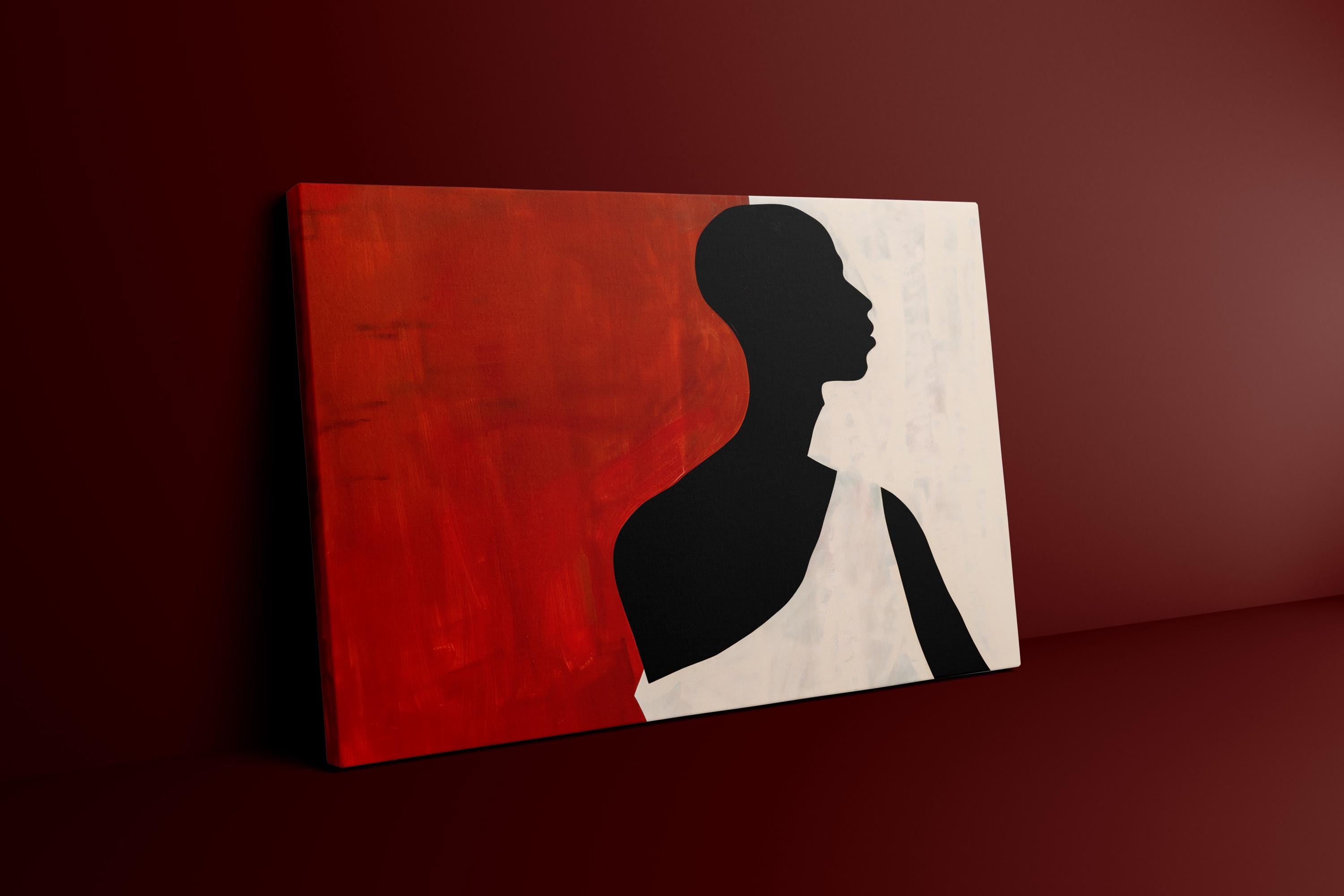 The Red Statement: Bold Minimalist Silhouette Canvas Art | Modern Red & Black Wall Decor