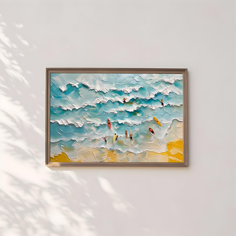 Abstract Surfing Art – Modern Minimalist Coastal Wall Decor | Vibrant Beach Painting