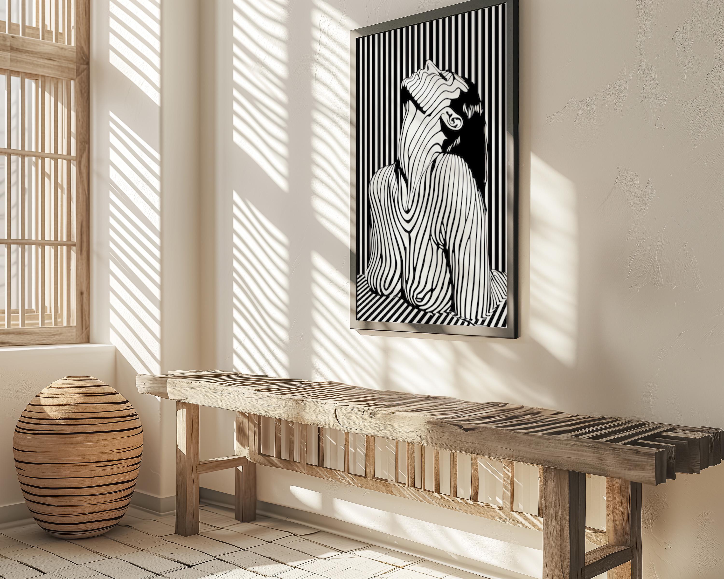 Canvas Art, Monochrome Marvel: Apollonia Saintclair Inspired Line Art Immersive Live Art