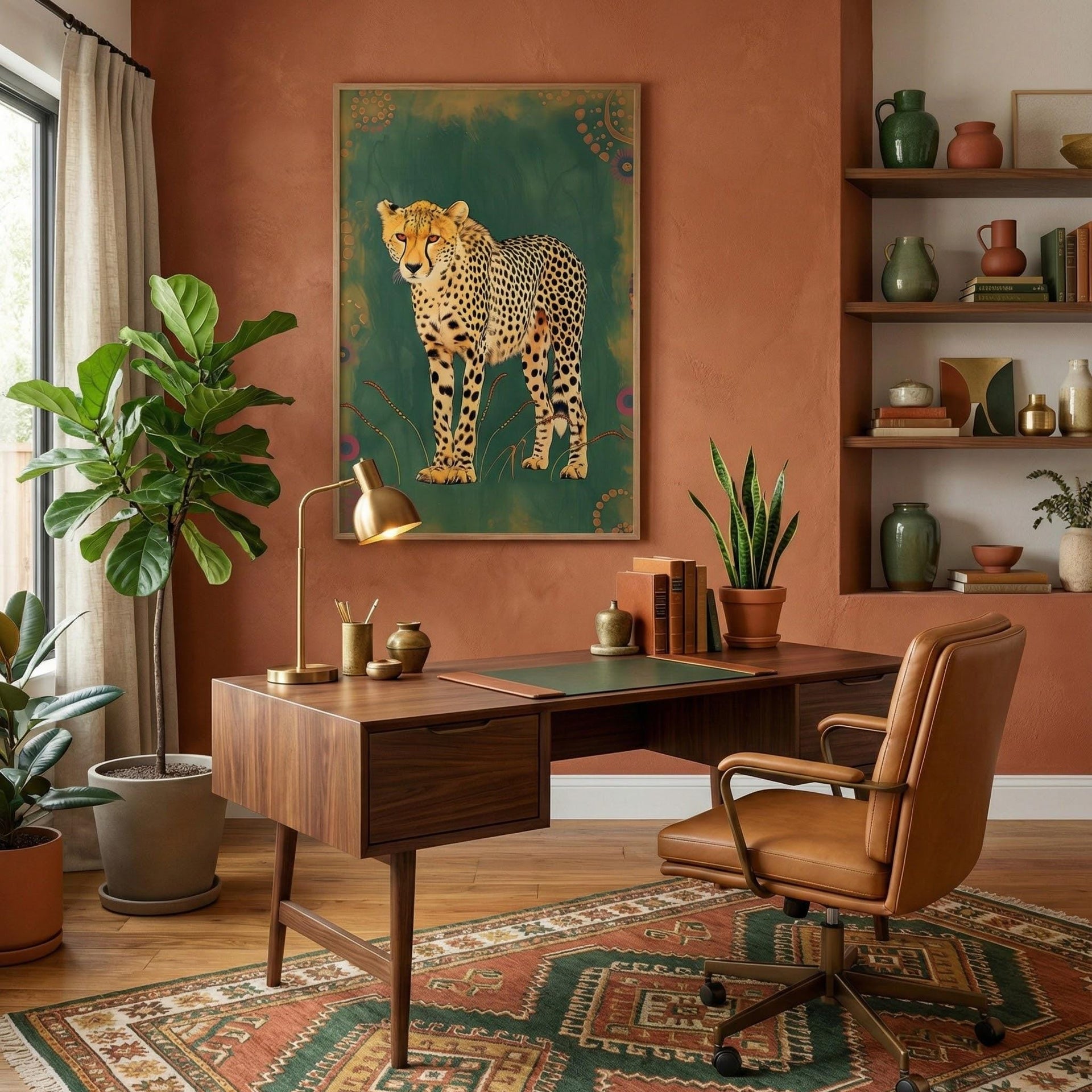 Bohemian Cheetah Canvas Art, Modern Wildlife Patterns (Ready to Hang)