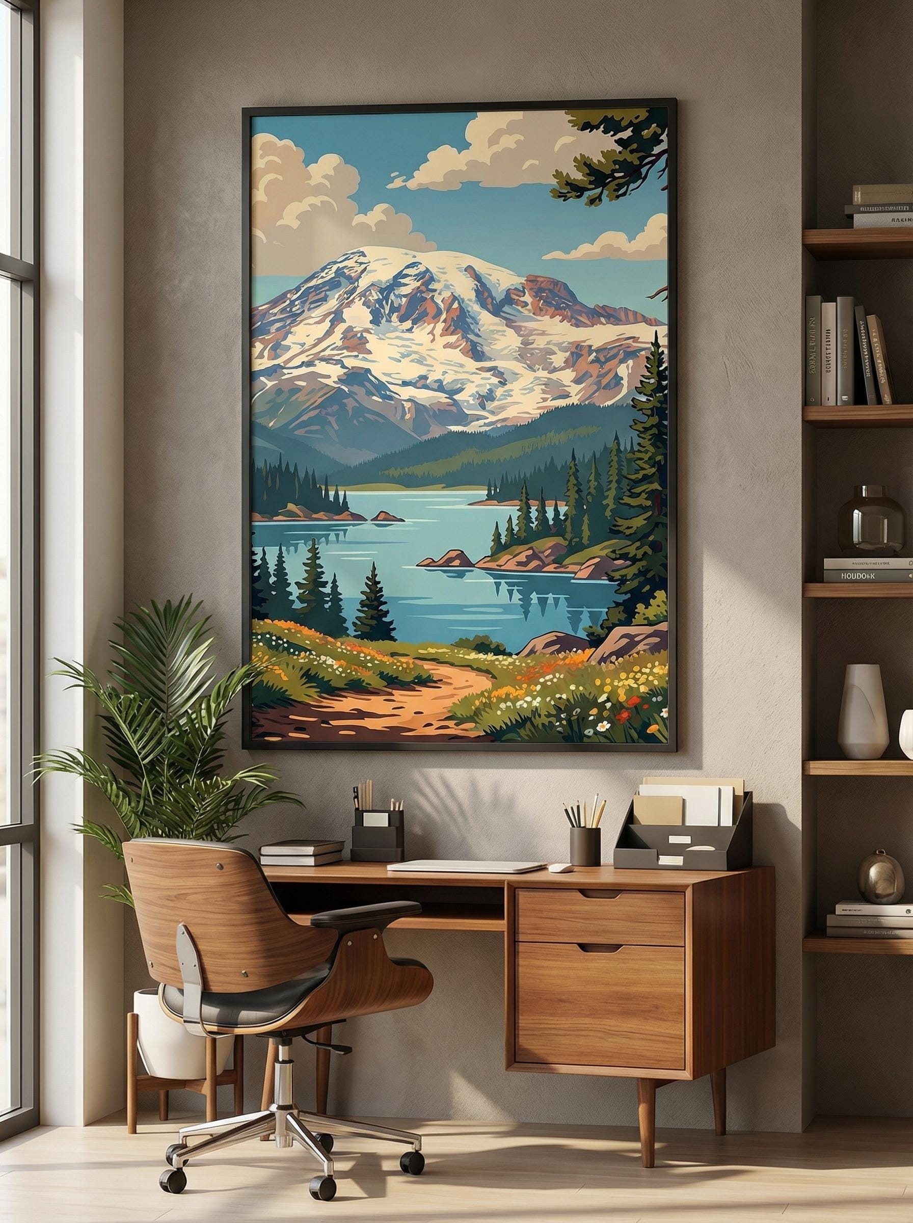 Landscape Wall Art Print: Mountain Lake View - Framed or Canvas