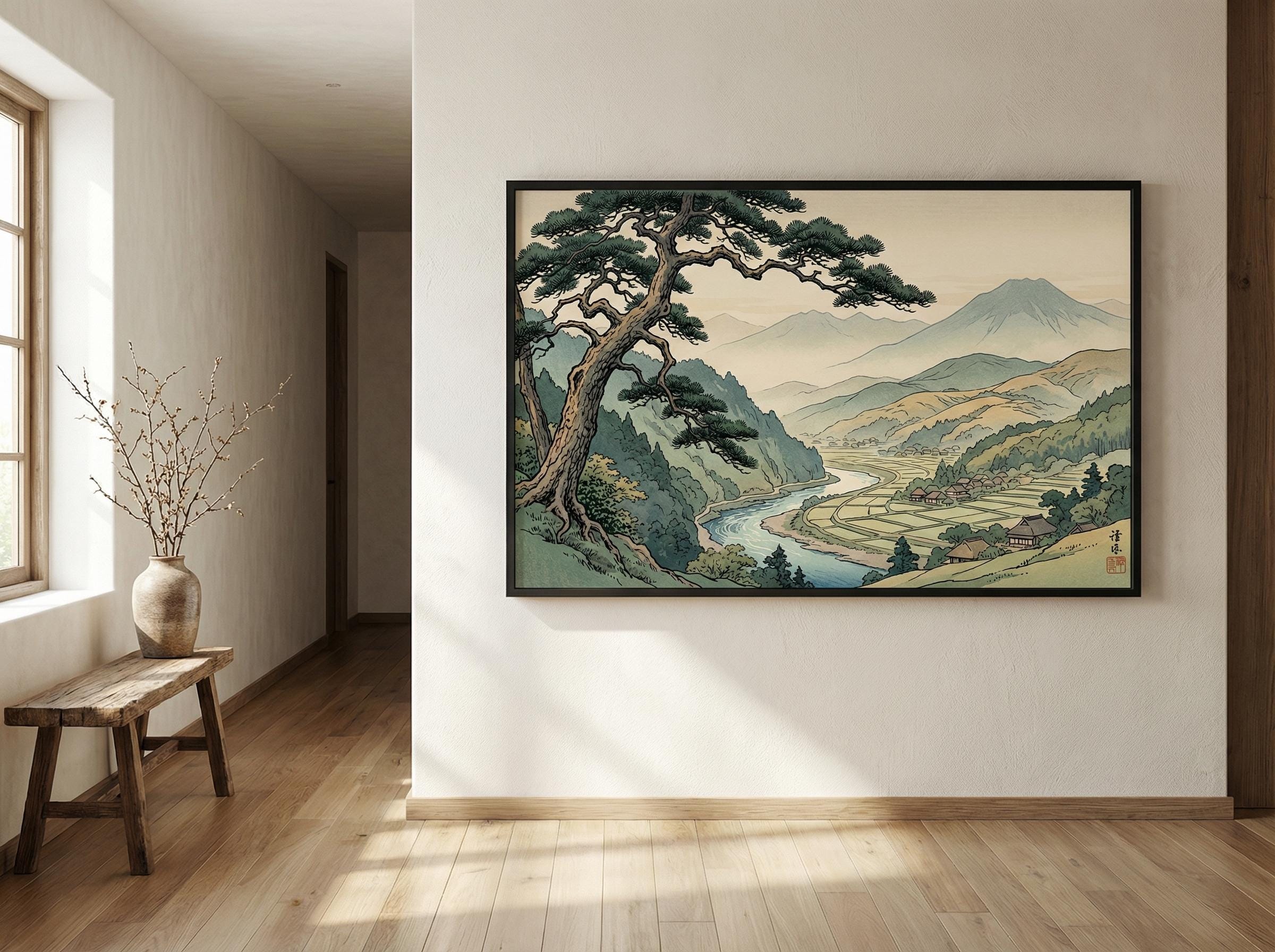 Wall Art Print: Japanese Tree Landscape - Matte or Canvas Options