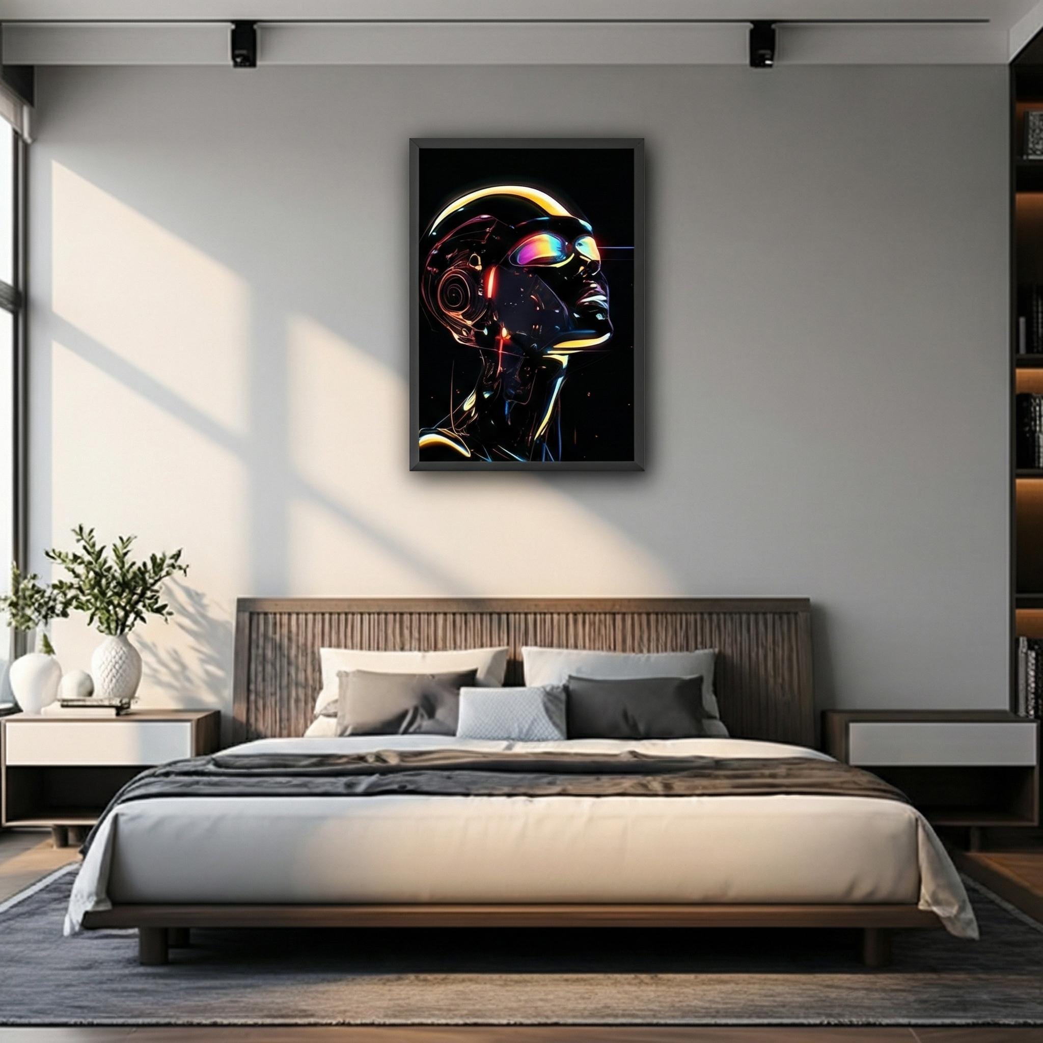Android's Contemplation Wall Art: Minimalist Celestial Canvas Print