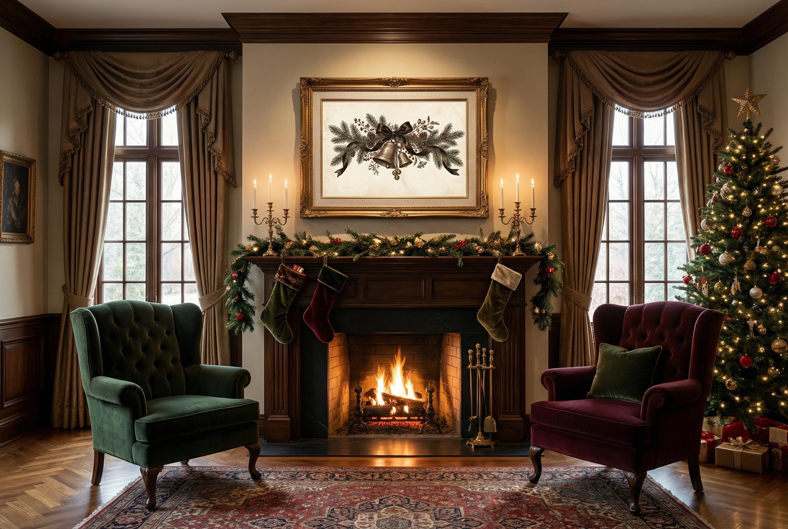 Jingle Bells Art Print: Holiday Wall Decor for Living Room