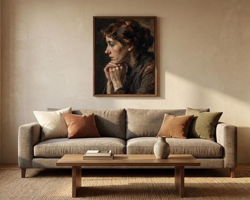 Woman Portrait Print: Vintage Muted Palette (Living Room or Bedroom Decor)