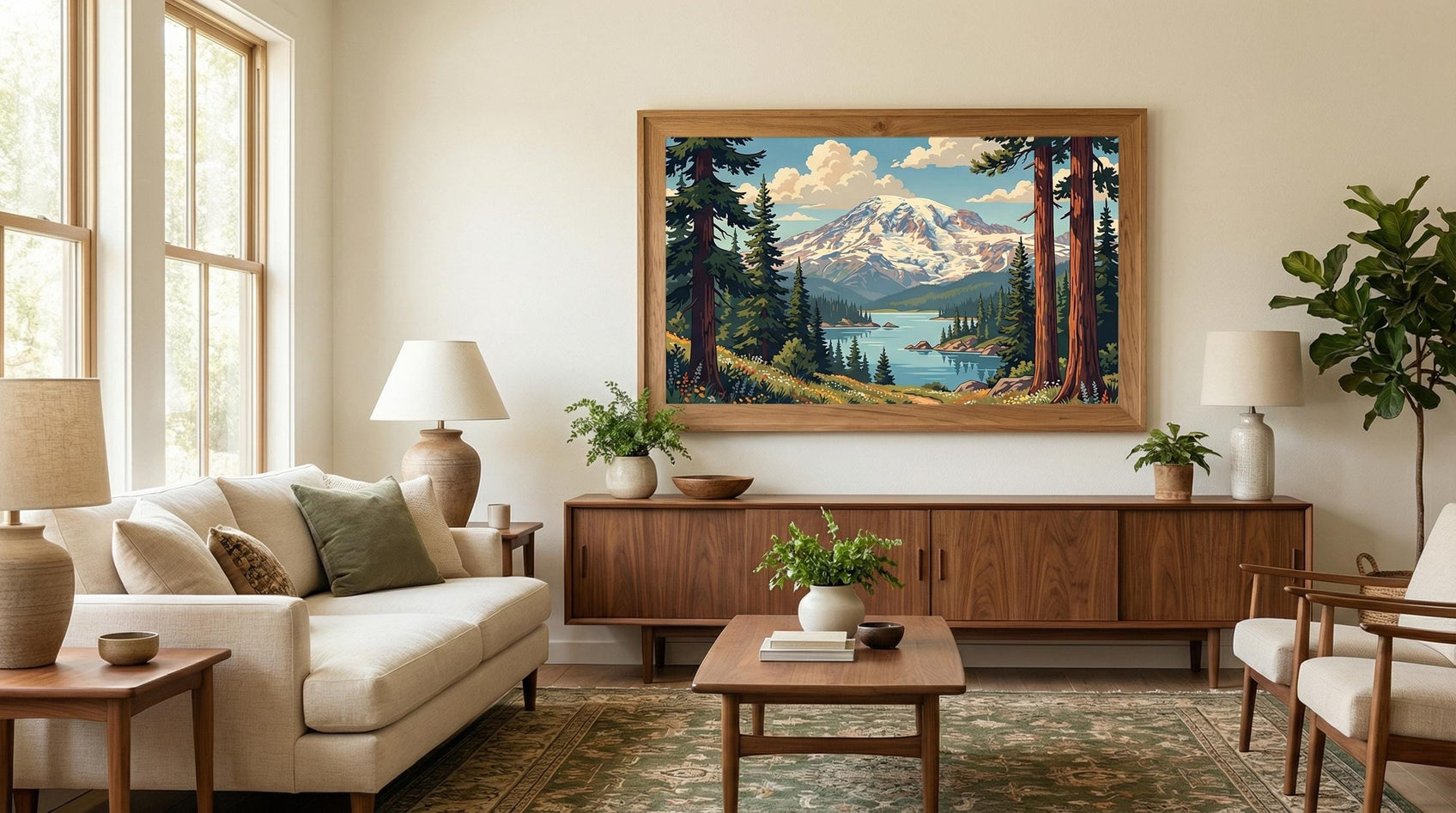 Landscape Wall Art Print: Mountain Lake View - Framed or Canvas